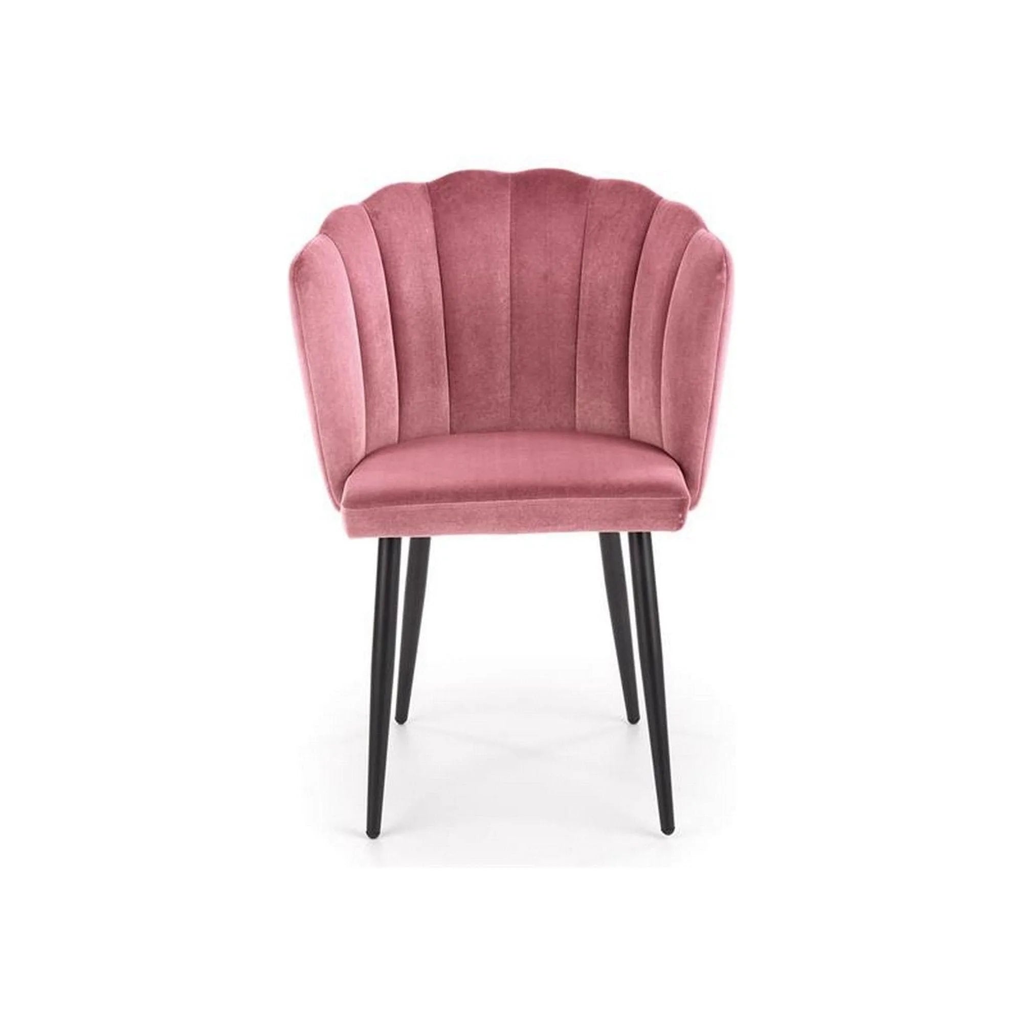 Scaun tapitat K386, roz/negru, stofa catifelat/metal, 60x58x84 cm