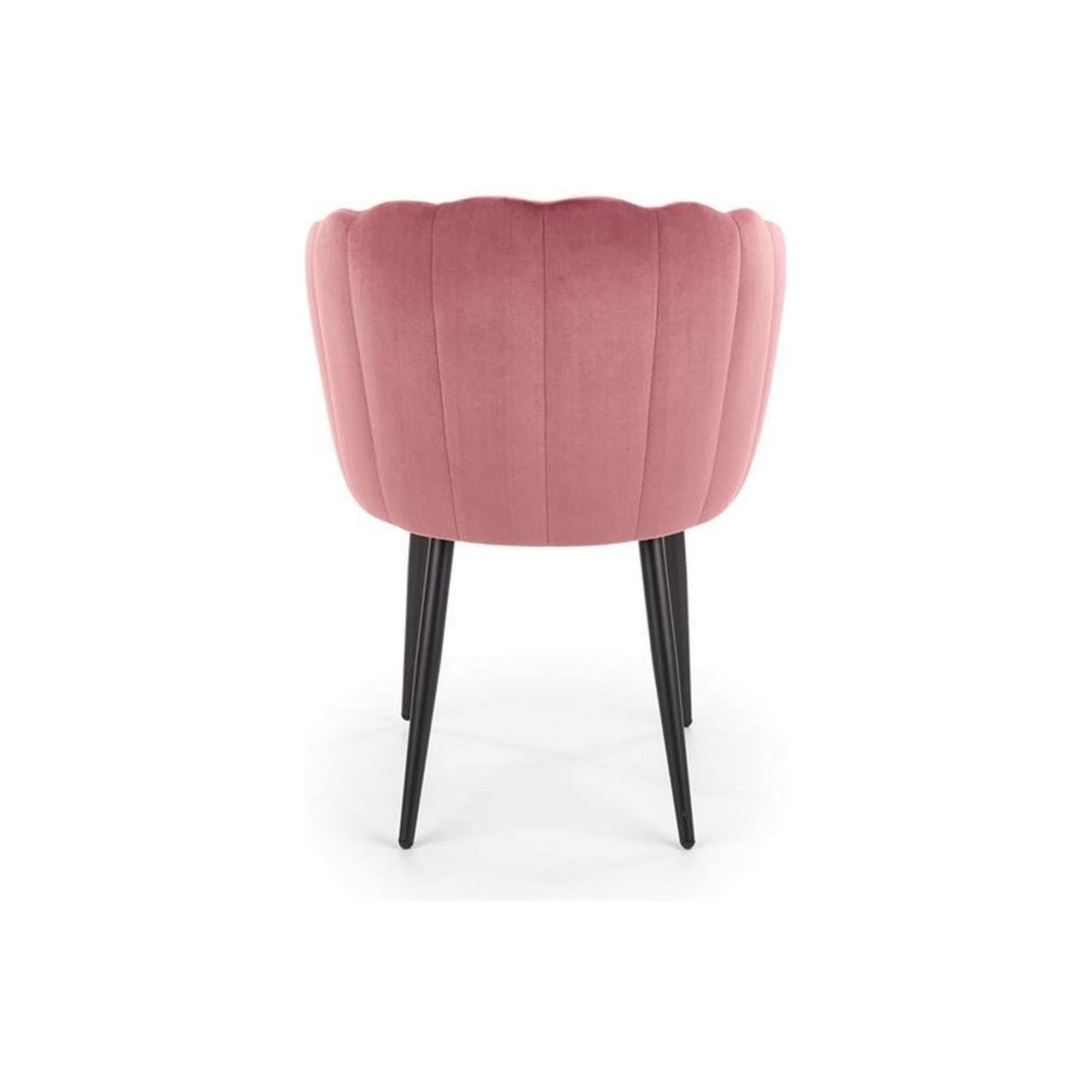 Scaun tapitat K386, roz/negru, stofa catifelat/metal, 60x58x84 cm