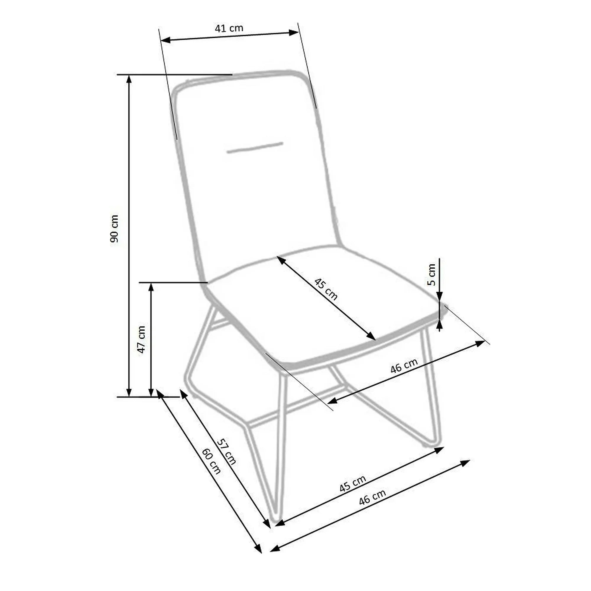 Scaun tapitat K390, crem/gri inchis/roz auriu, stofa/piele ecologica/metal, 46x60x90 cm