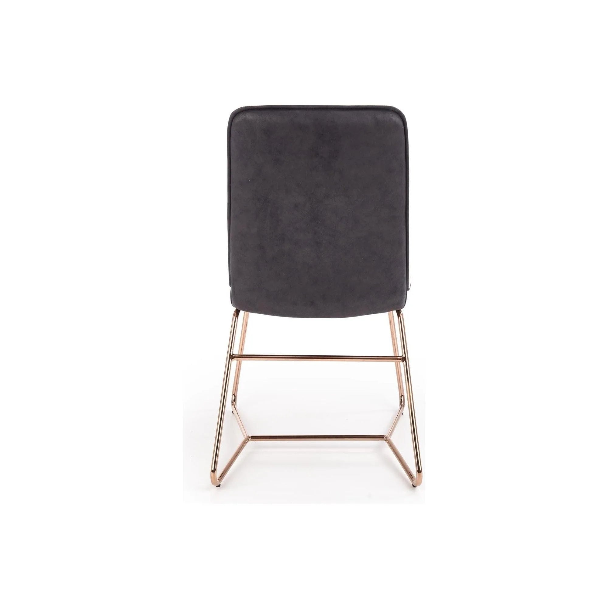 Scaun tapitat K390, crem/gri inchis/roz auriu, stofa/piele ecologica/metal, 46x60x90 cm