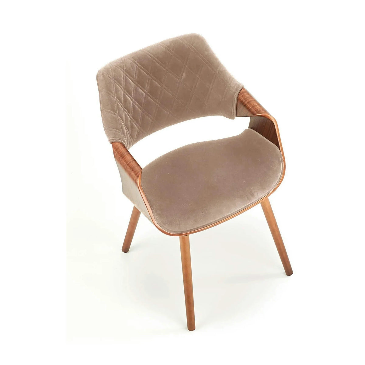 Scaun tapitat K396, bej/nuc, stofa catifelata/placaj, 56x55x77 cm