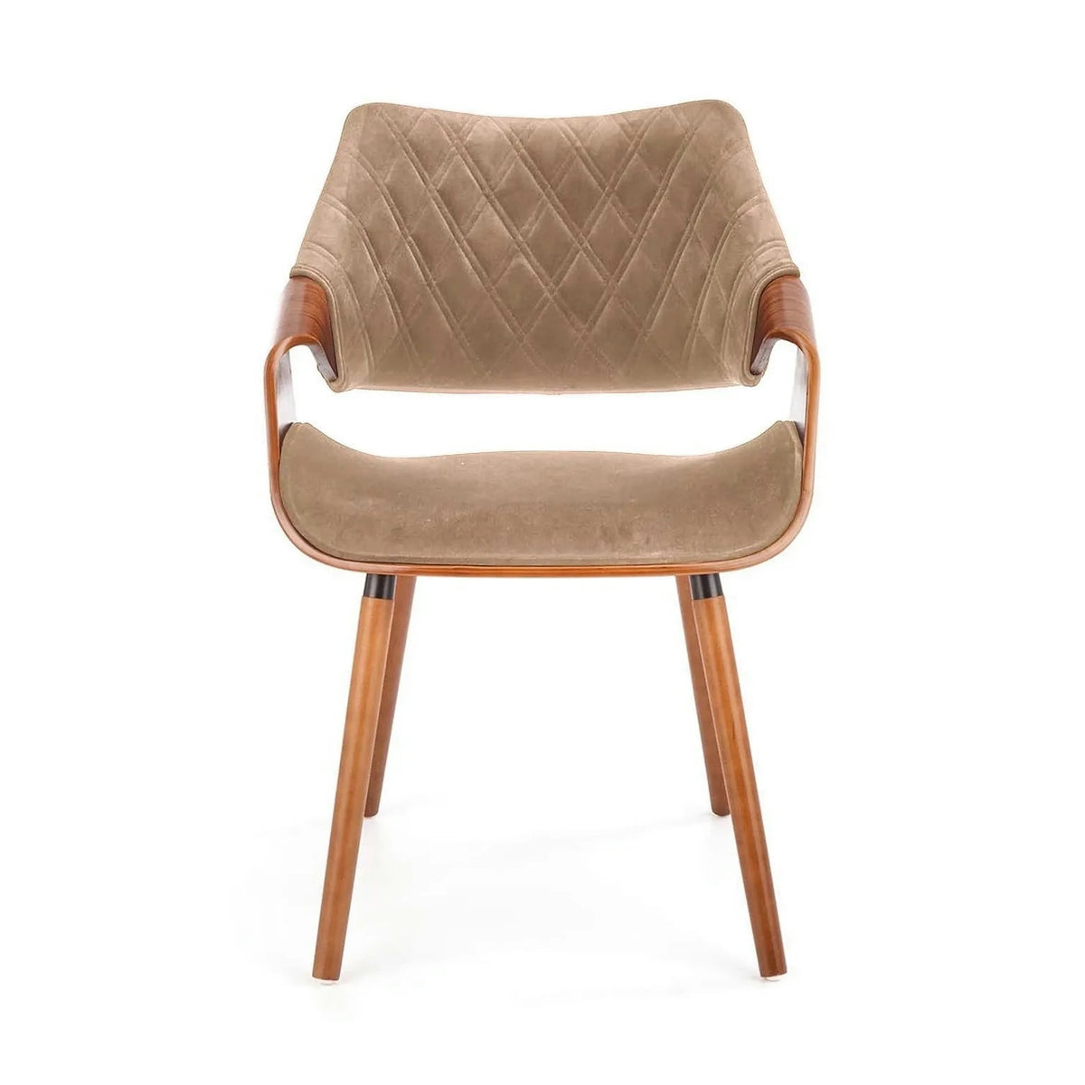 Scaun tapitat K396, bej/nuc, stofa catifelata/placaj, 56x55x77 cm
