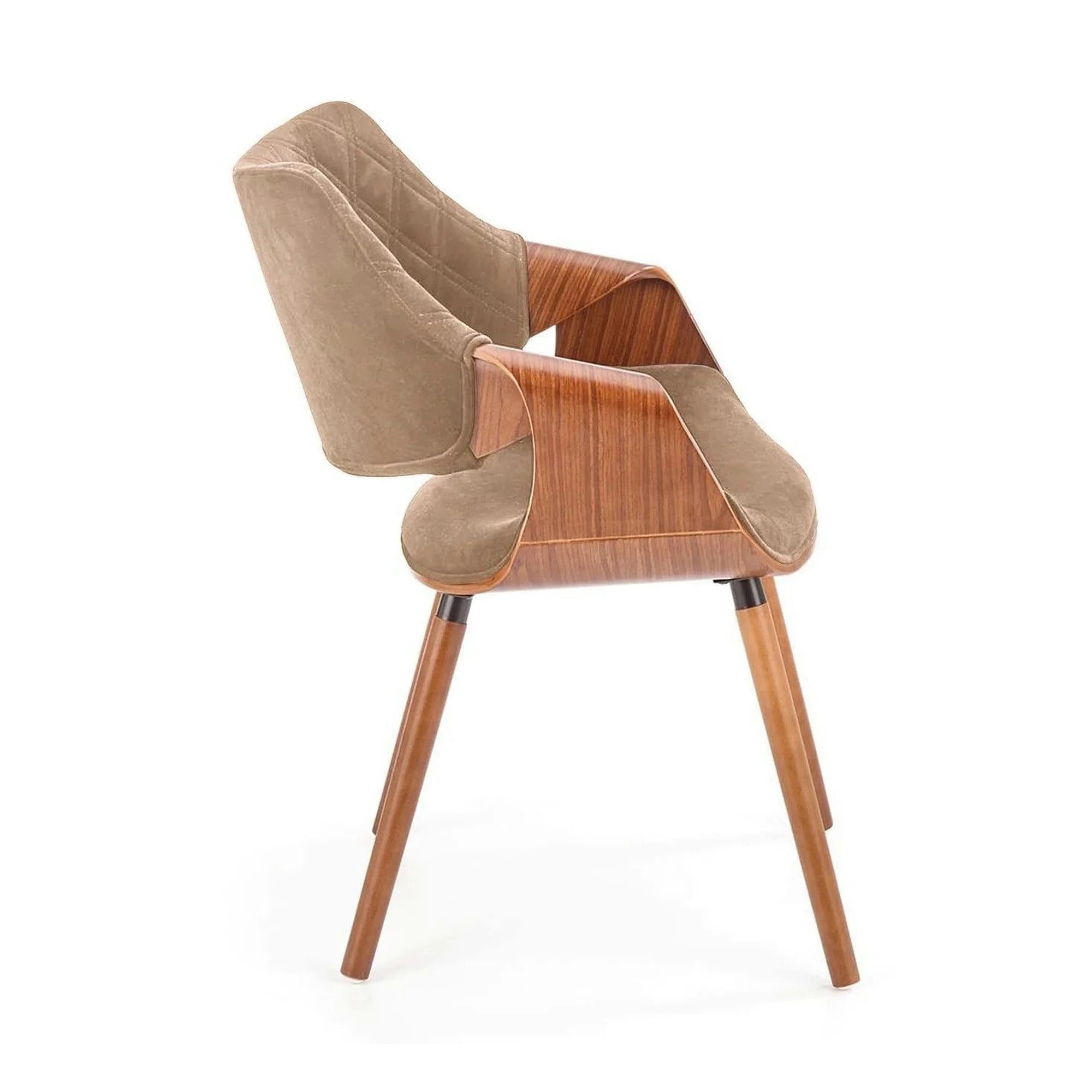 Scaun tapitat K396, bej/nuc, stofa catifelata/placaj, 56x55x77 cm