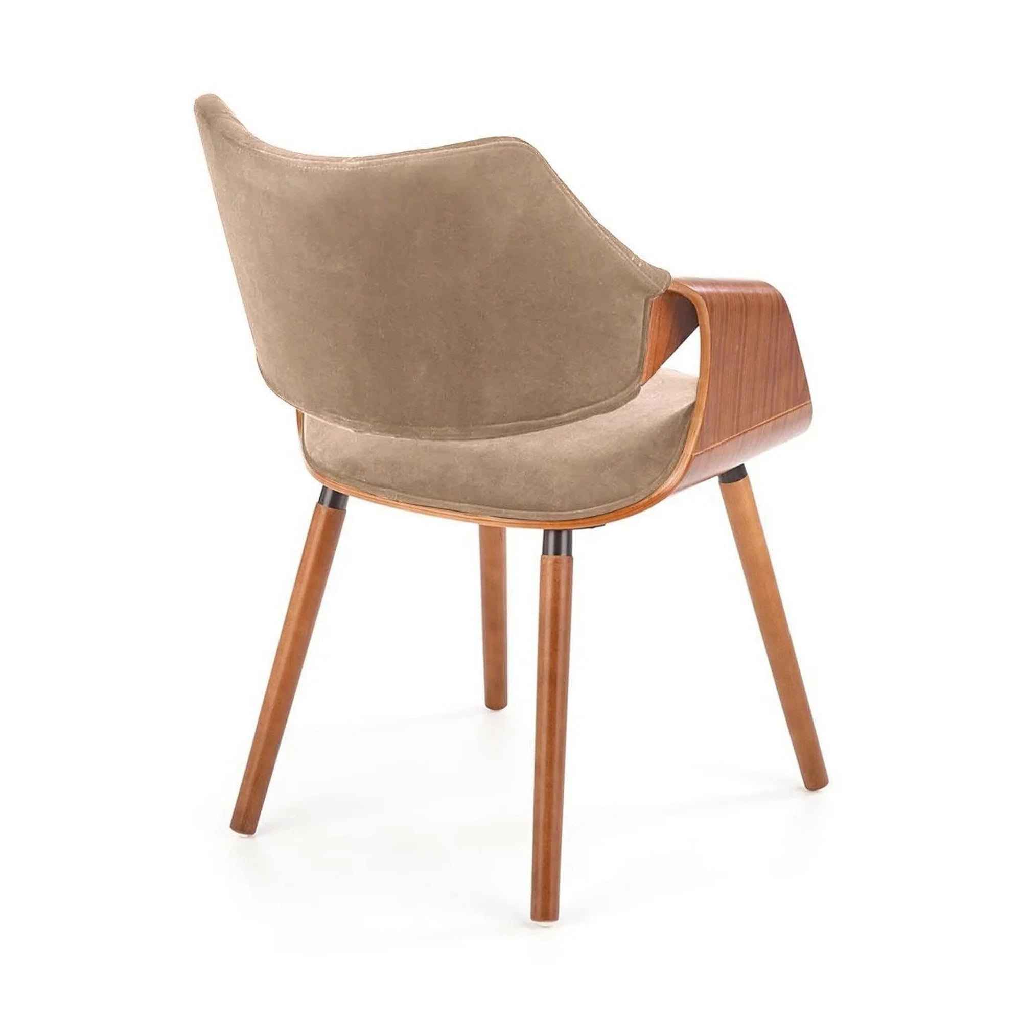 Scaun tapitat K396, bej/nuc, stofa catifelata/placaj, 56x55x77 cm
