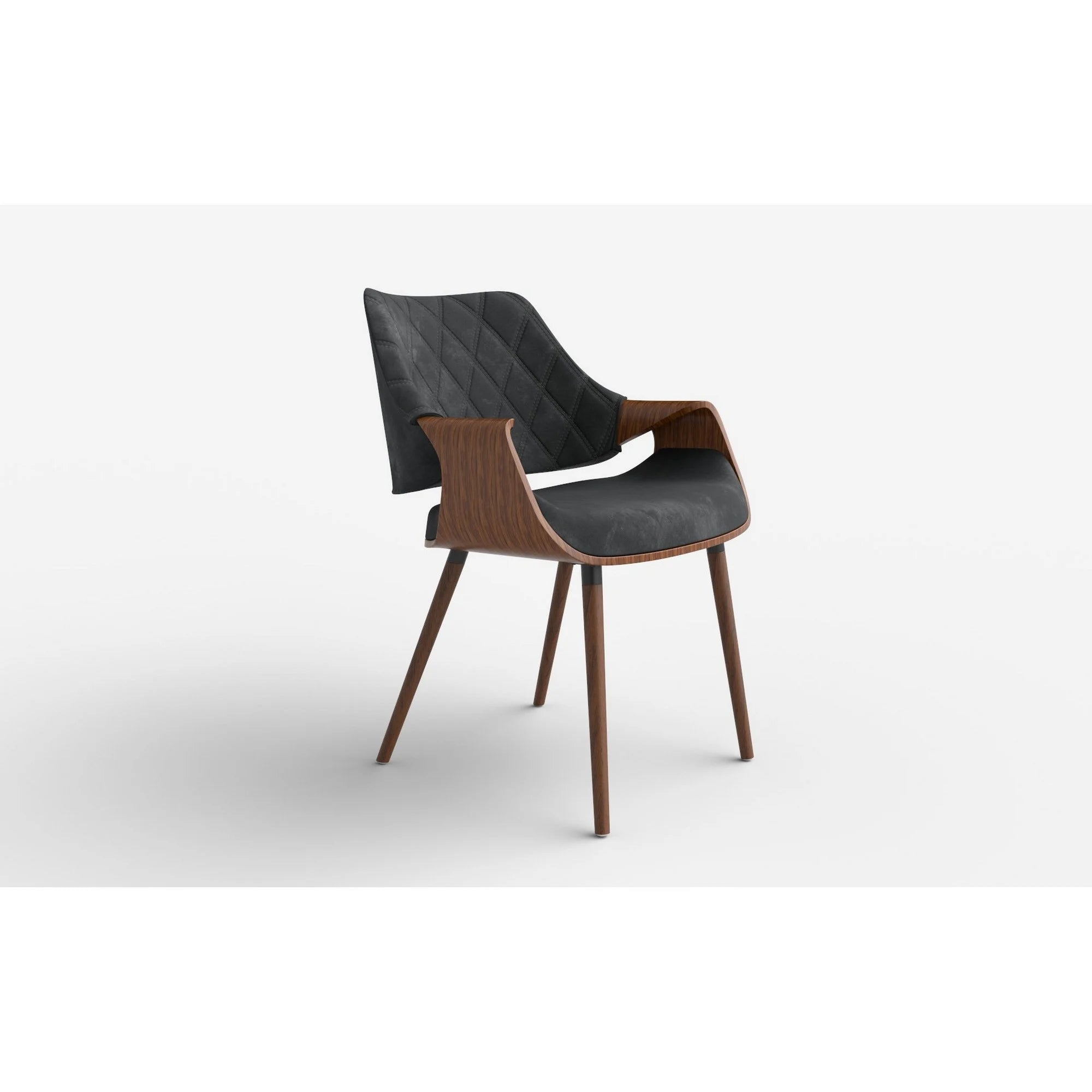 Scaun tapitat K396, negru/nuc, stofa catifelata/placaj, 56x55x77 cm