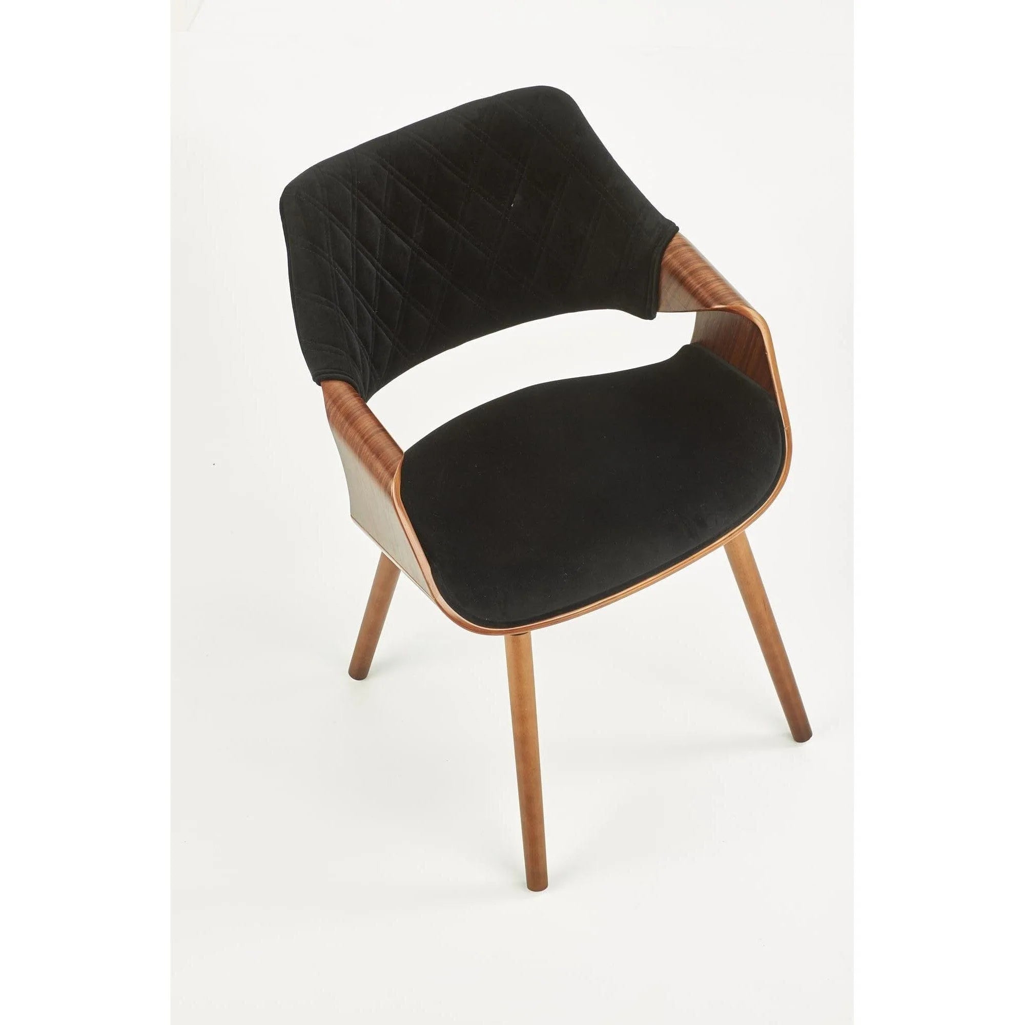 Scaun tapitat K396, negru/nuc, stofa catifelata/placaj, 56x55x77 cm