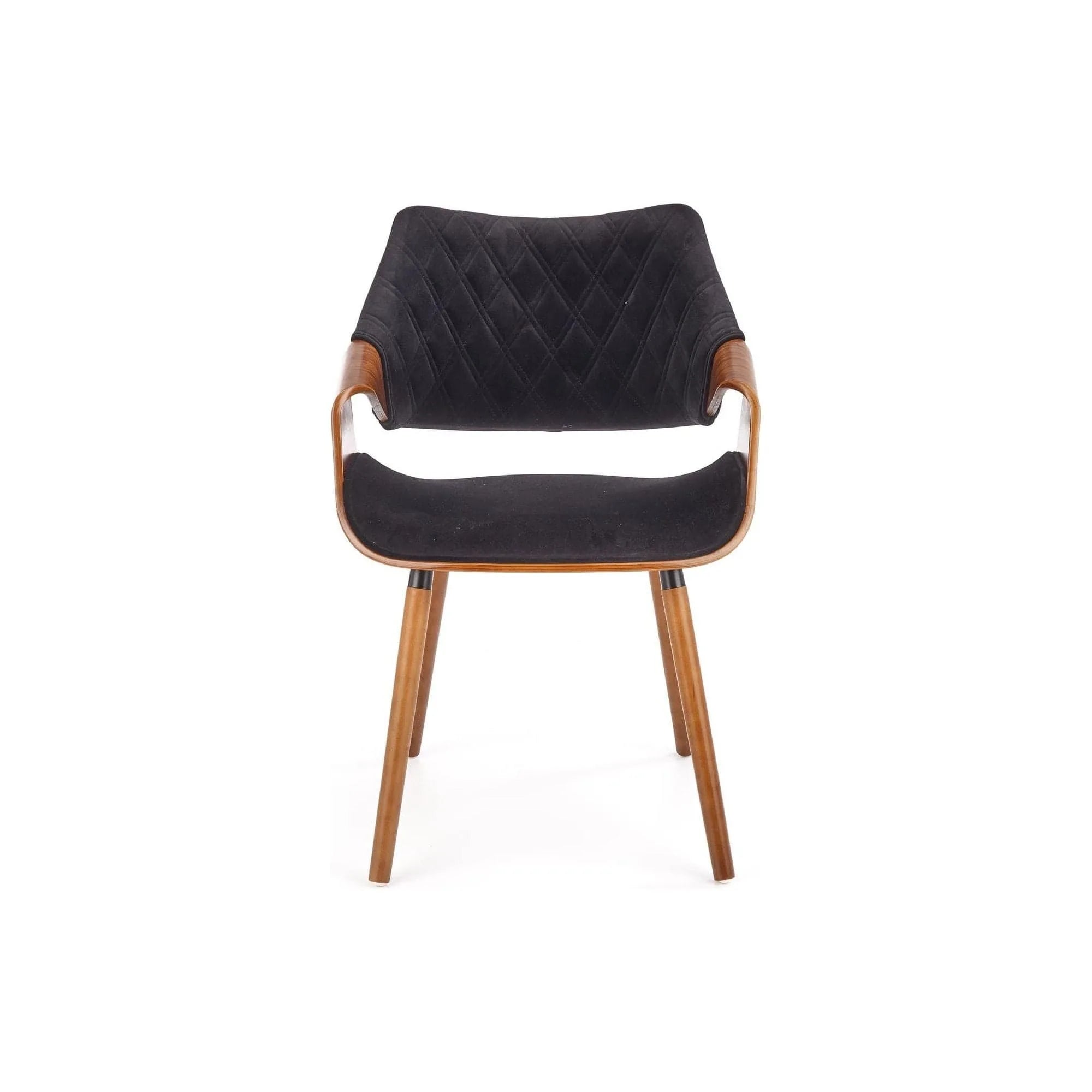 Scaun tapitat K396, negru/nuc, stofa catifelata/placaj, 56x55x77 cm