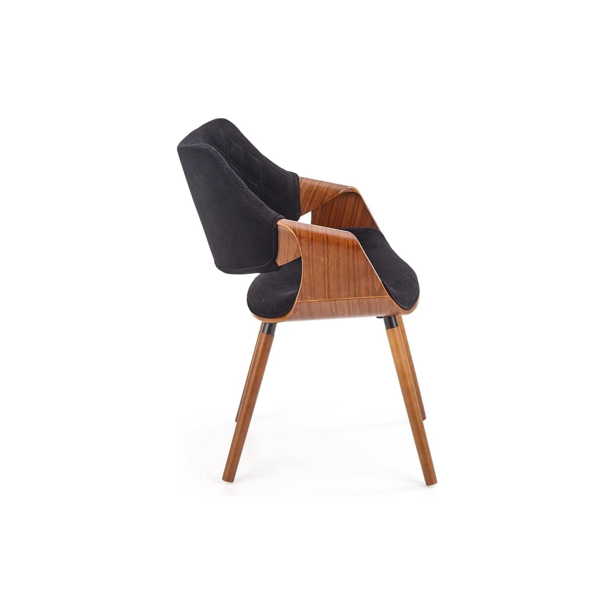 Scaun tapitat K396, negru/nuc, stofa catifelata/placaj, 56x55x77 cm