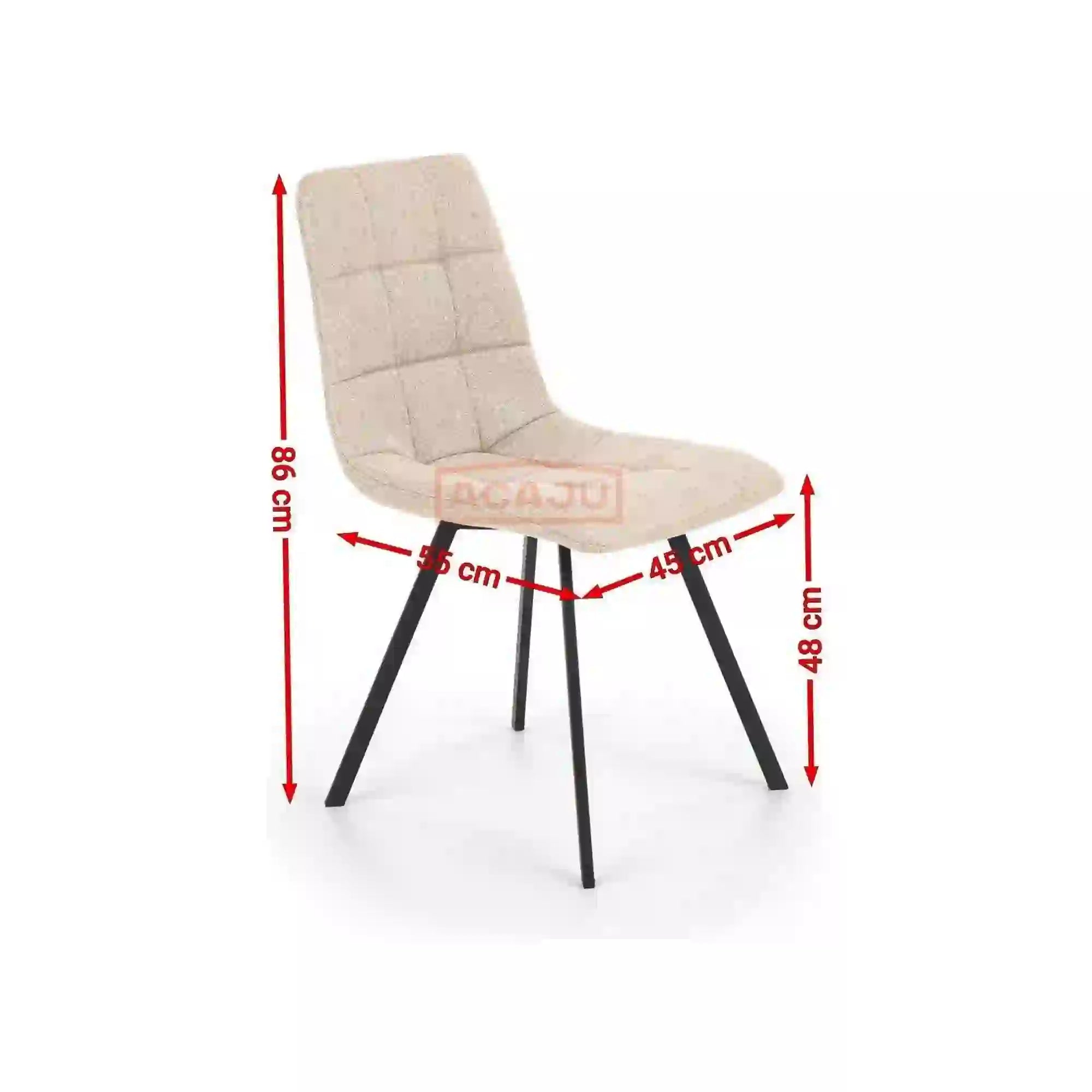 Scaun tapitat K402, bej/negru, stofa clasica/metal, 45x55x86 cm