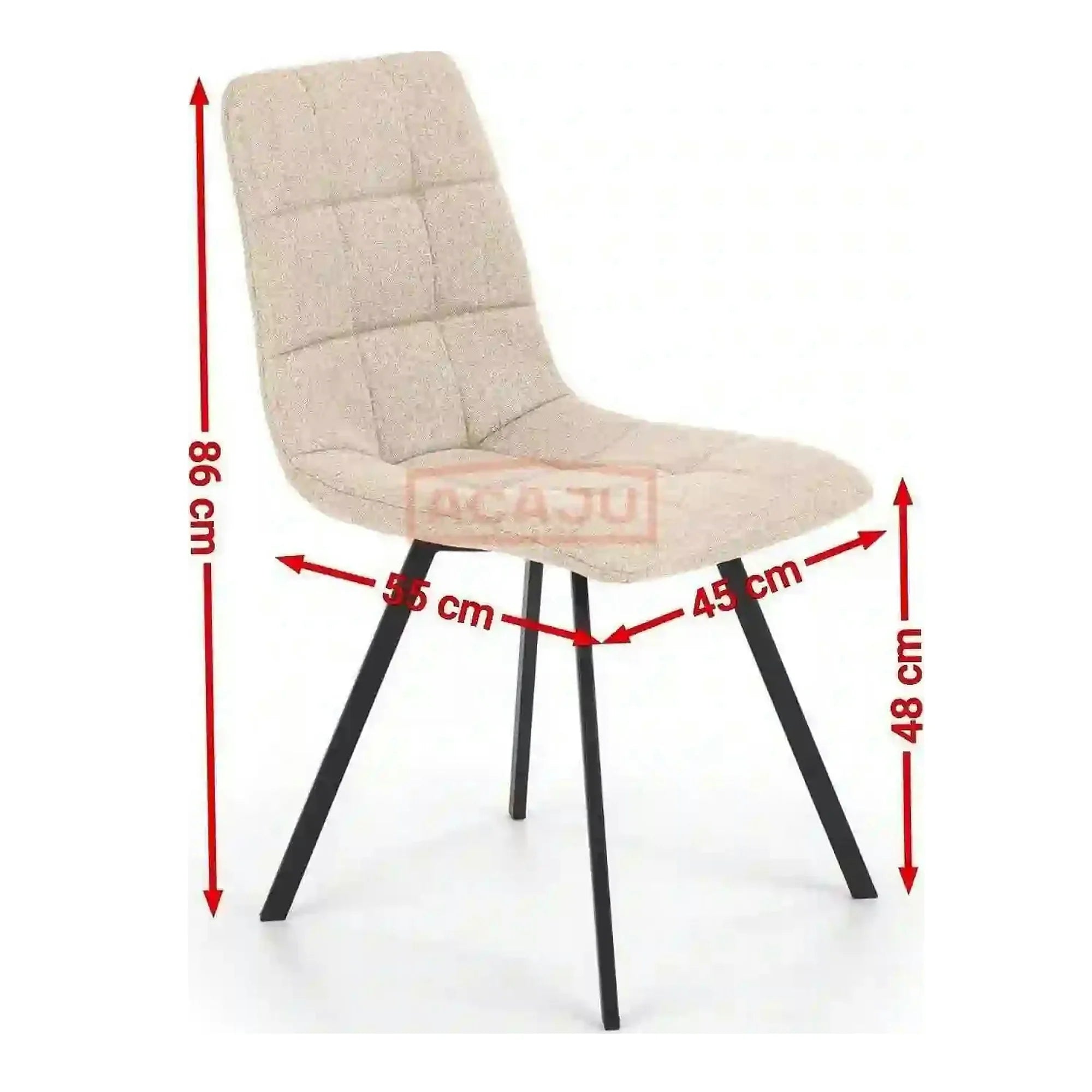 Scaun tapitat K402, gri/negru, stofa clasica/metal, 45x55x86 cm