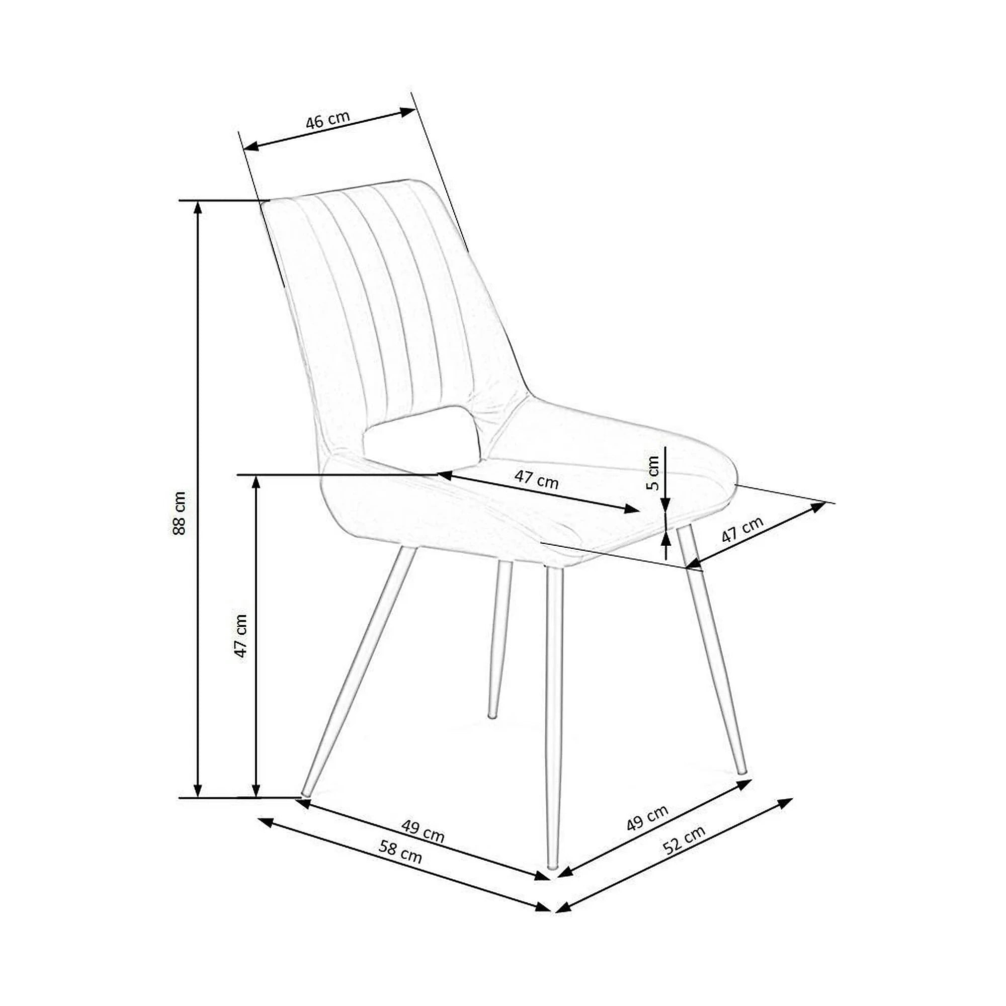 Scaun tapitat K404, gri/negru, stofa/metal, 52x58x88 cm