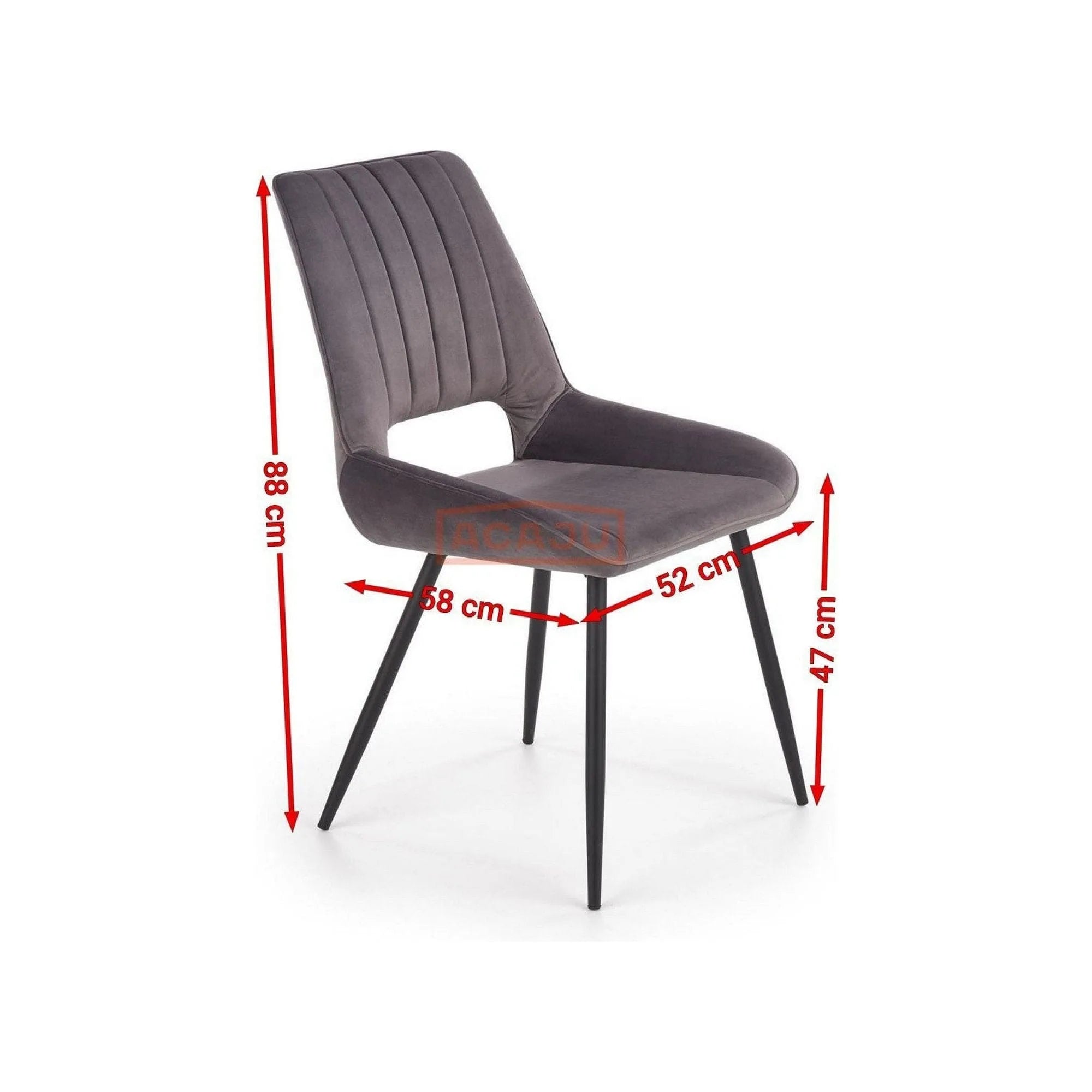 Scaun tapitat K404, gri/negru, stofa/metal, 52x58x88 cm