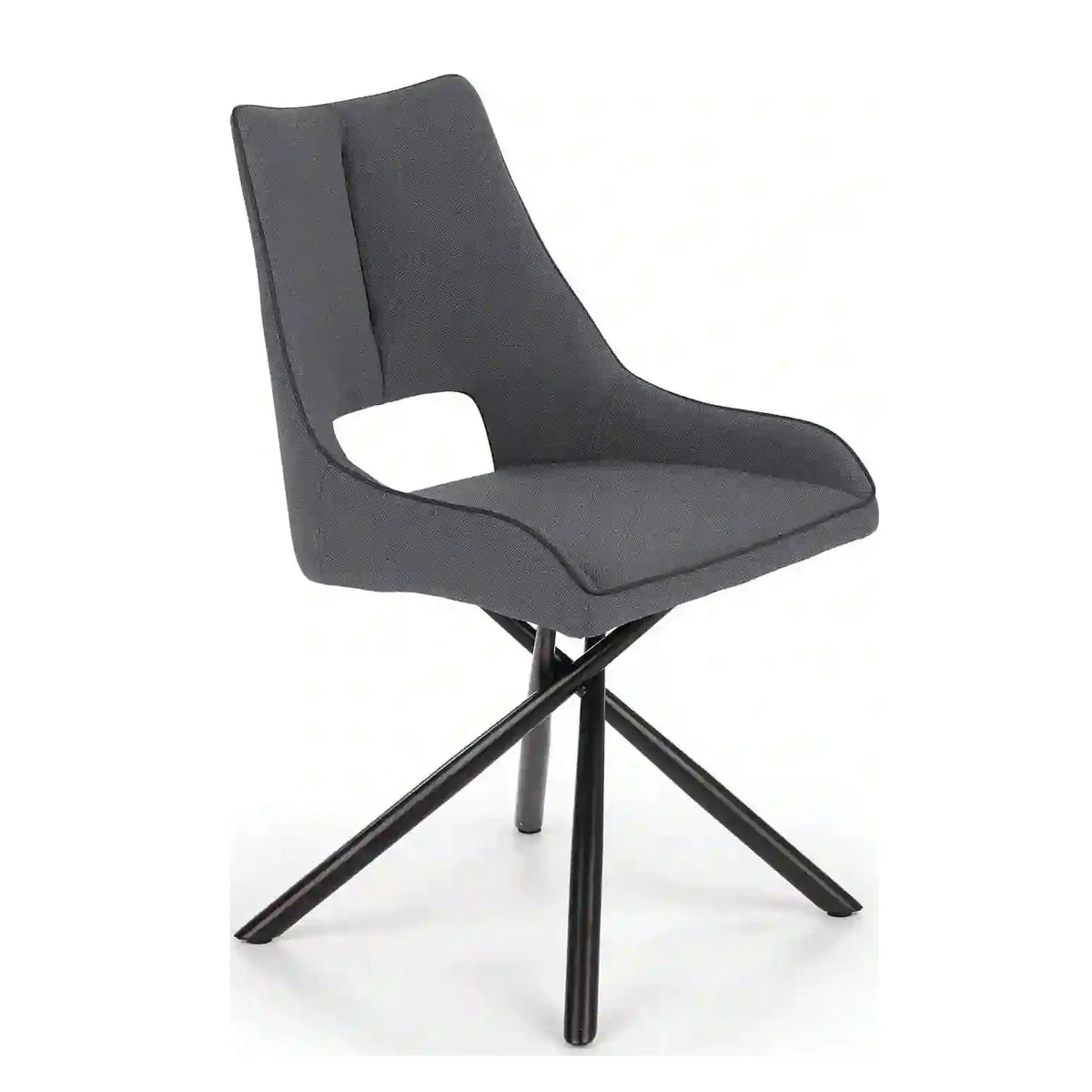 Scaun tapitat K409, gri inchis/negru, stofa clasica/metal, 49x52x84 cm