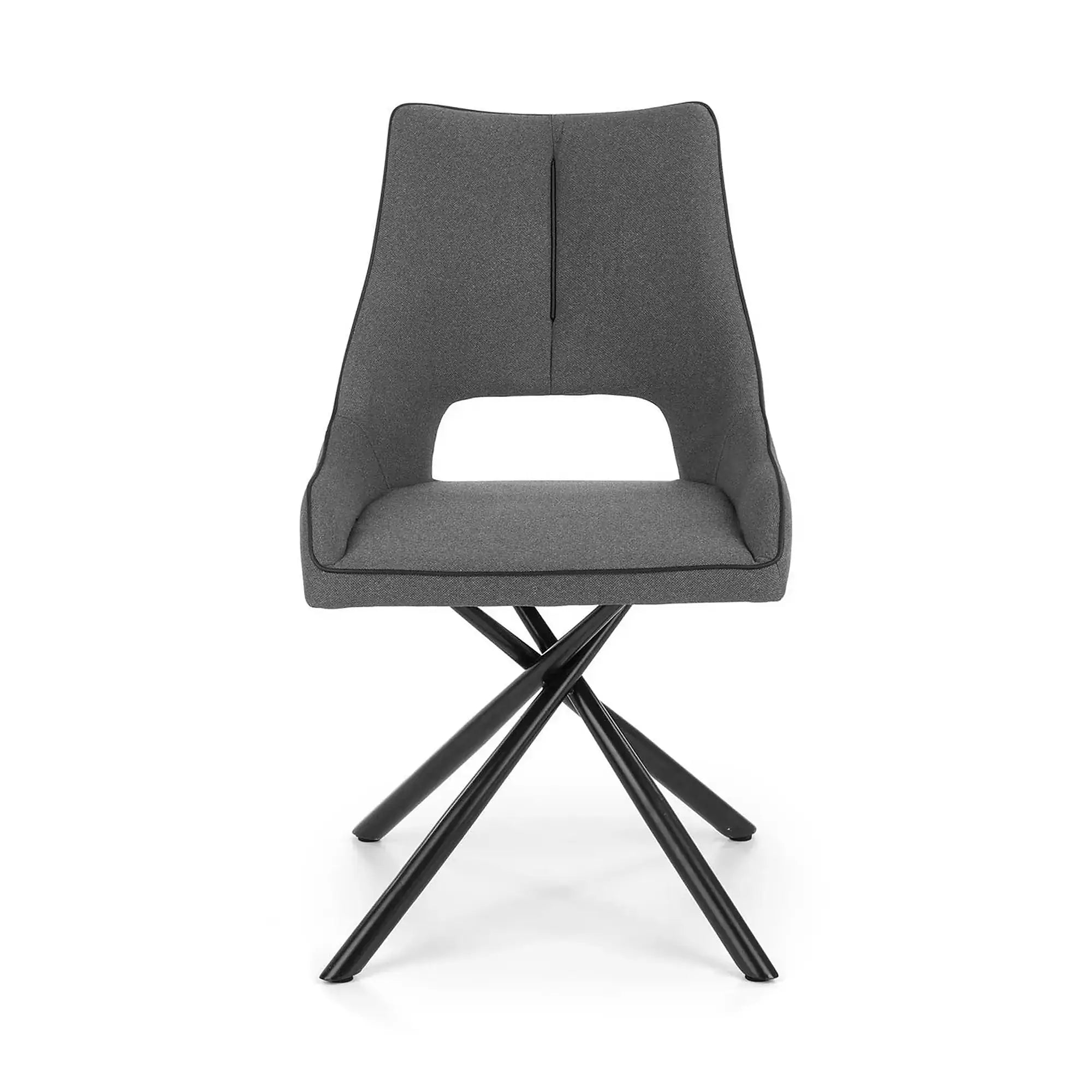 Scaun tapitat K409, gri inchis/negru, stofa clasica/metal, 49x52x84 cm