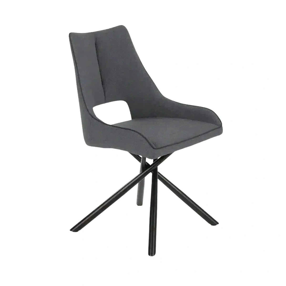 Scaun tapitat K409, gri inchis/negru, stofa clasica/metal, 49x52x84 cm