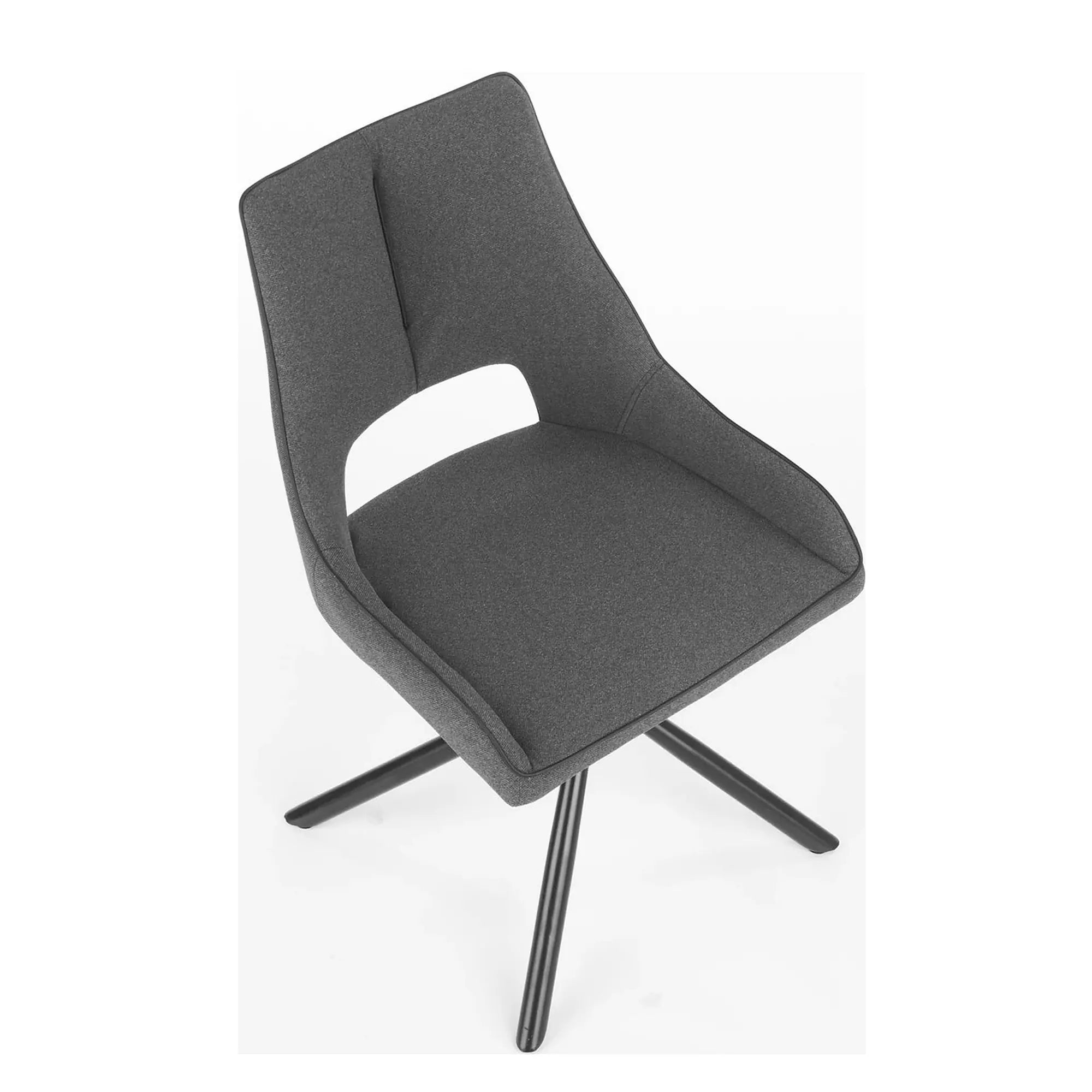 Scaun tapitat K409, gri inchis/negru, stofa clasica/metal, 49x52x84 cm