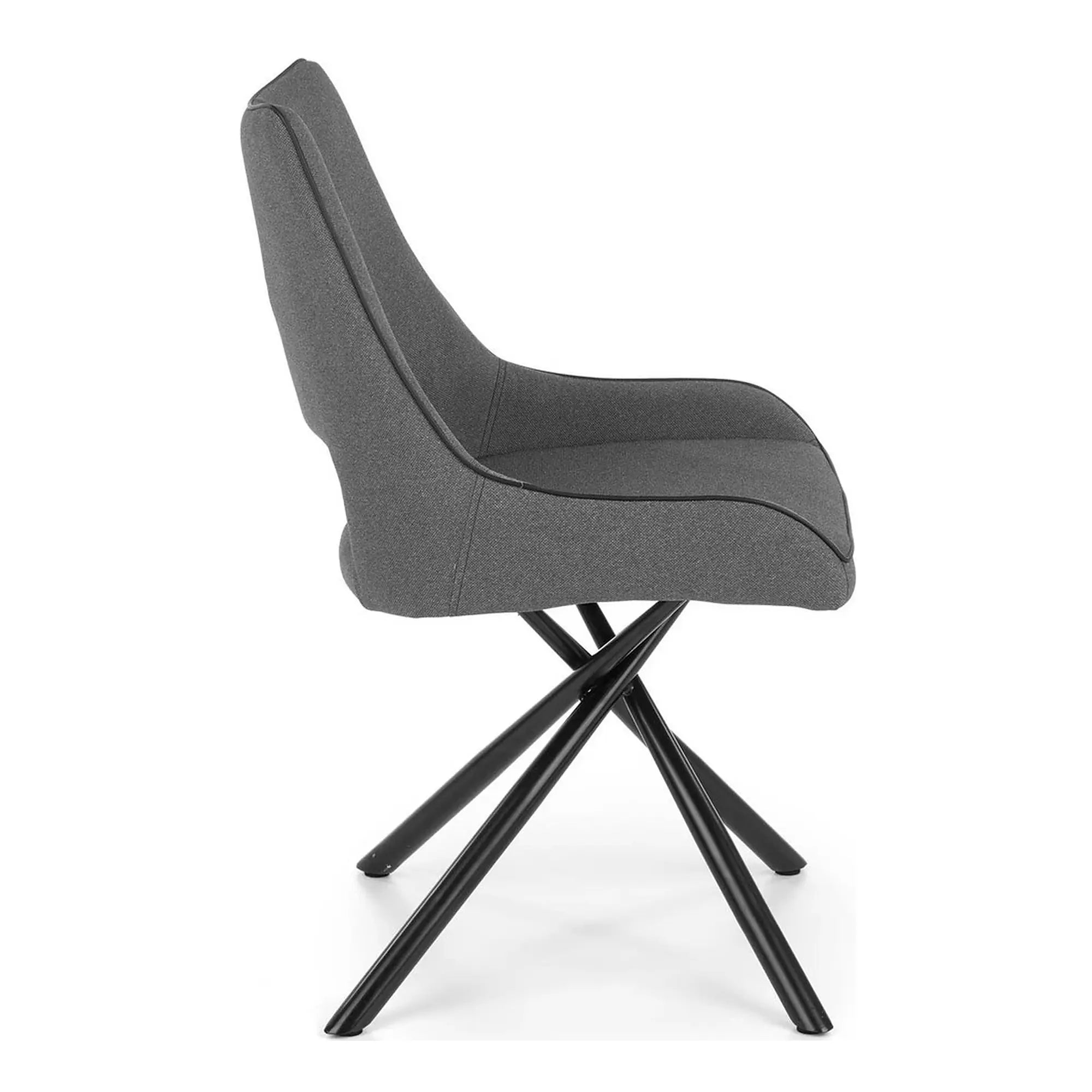 Scaun tapitat K409, gri inchis/negru, stofa clasica/metal, 49x52x84 cm