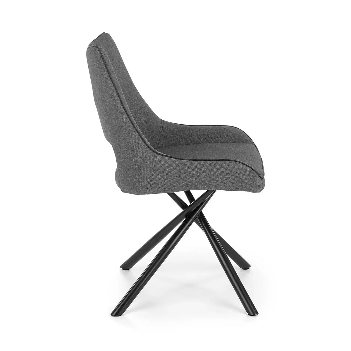 Scaun tapitat K409, gri inchis/negru, stofa clasica/metal, 49x52x84 cm
