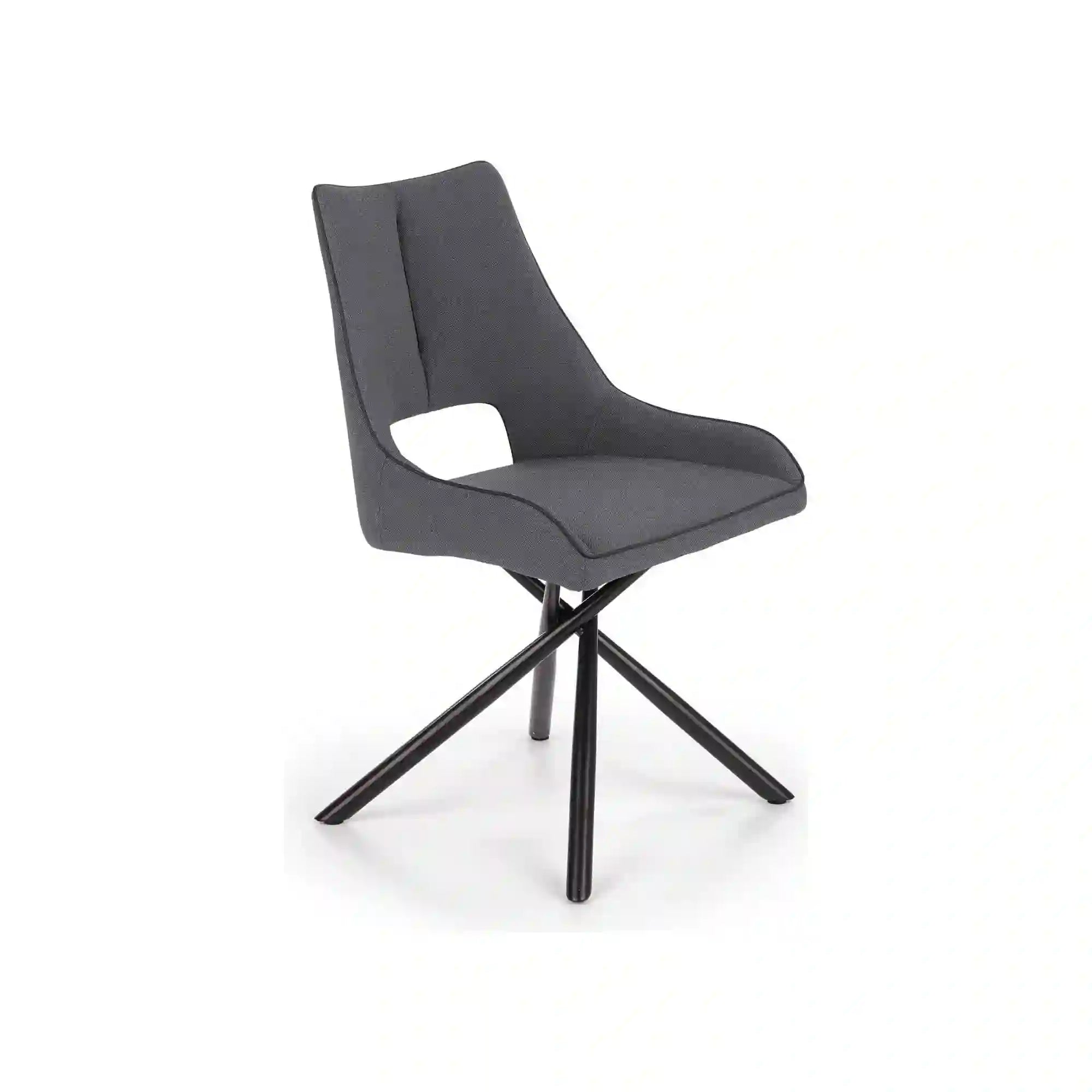 Scaun tapitat K409, gri inchis/negru, stofa clasica/metal, 49x52x84 cm