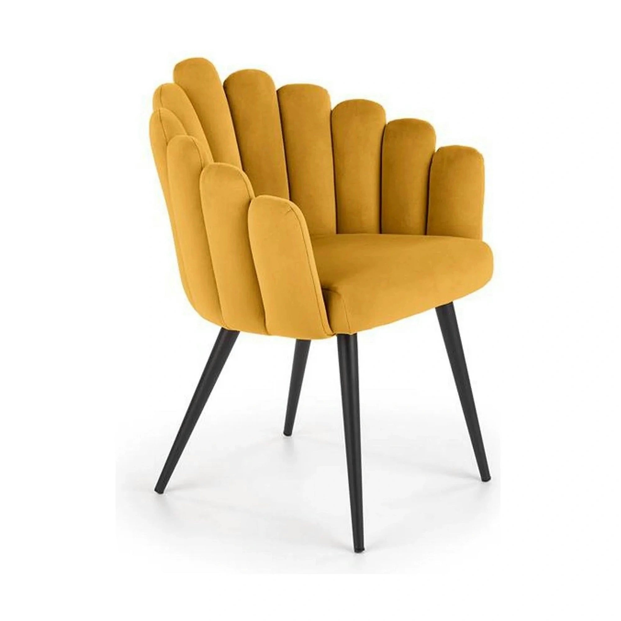 Scaun tapitat K410, galben mustar, stofa catifelata, 65x62x85 cm