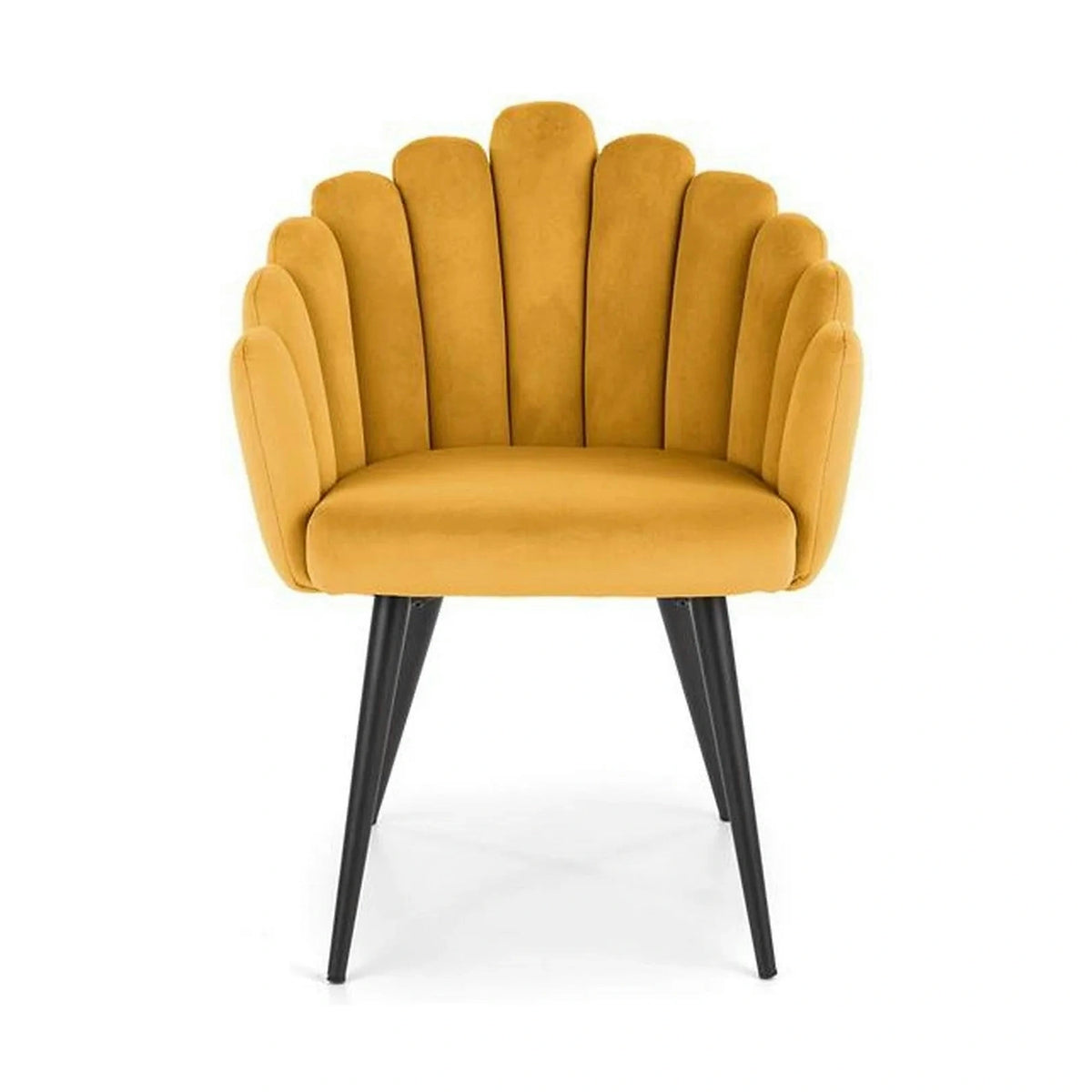 Scaun tapitat K410, galben mustar, stofa catifelata, 65x62x85 cm