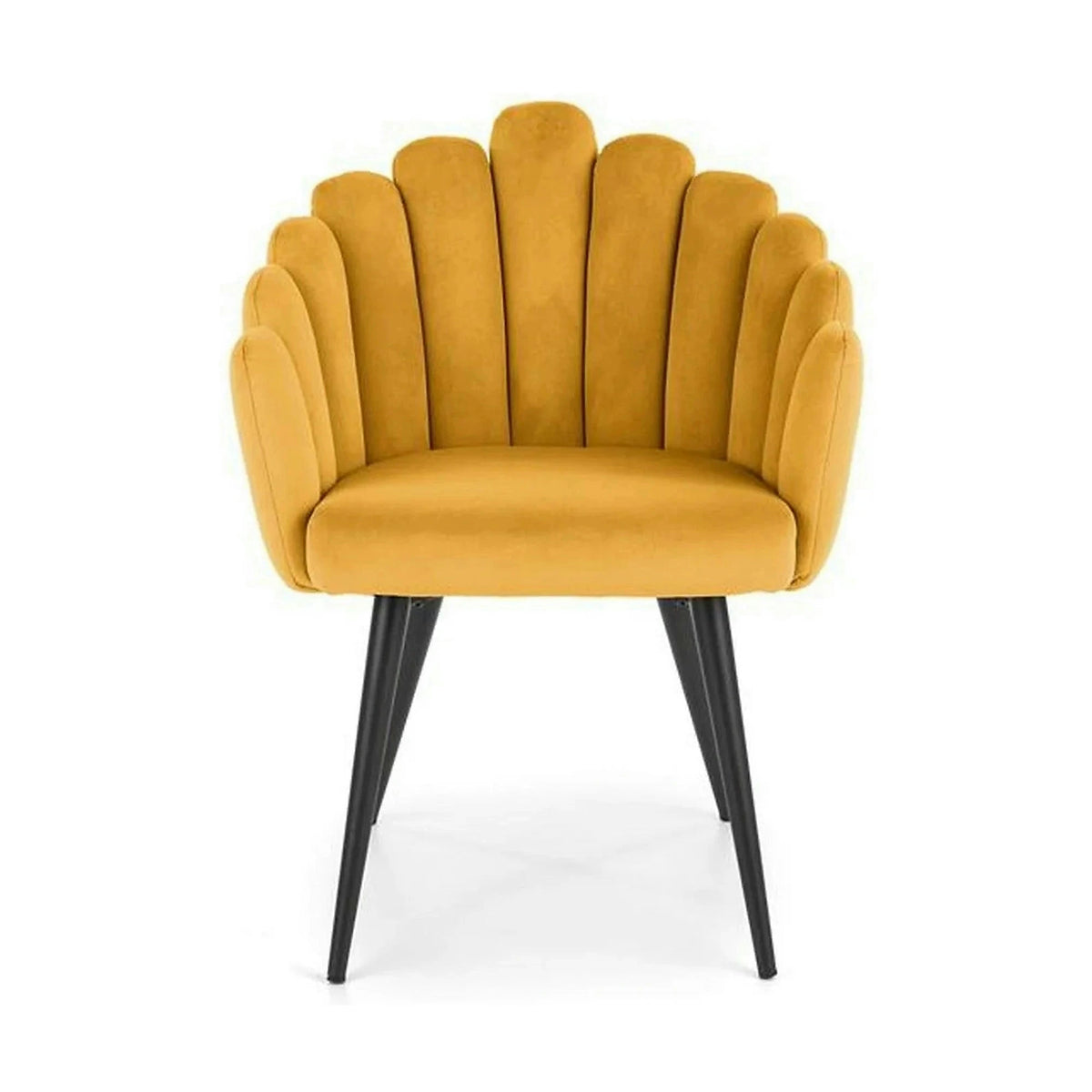 Scaun tapitat K410, galben mustar, stofa catifelata, 65x62x85 cm