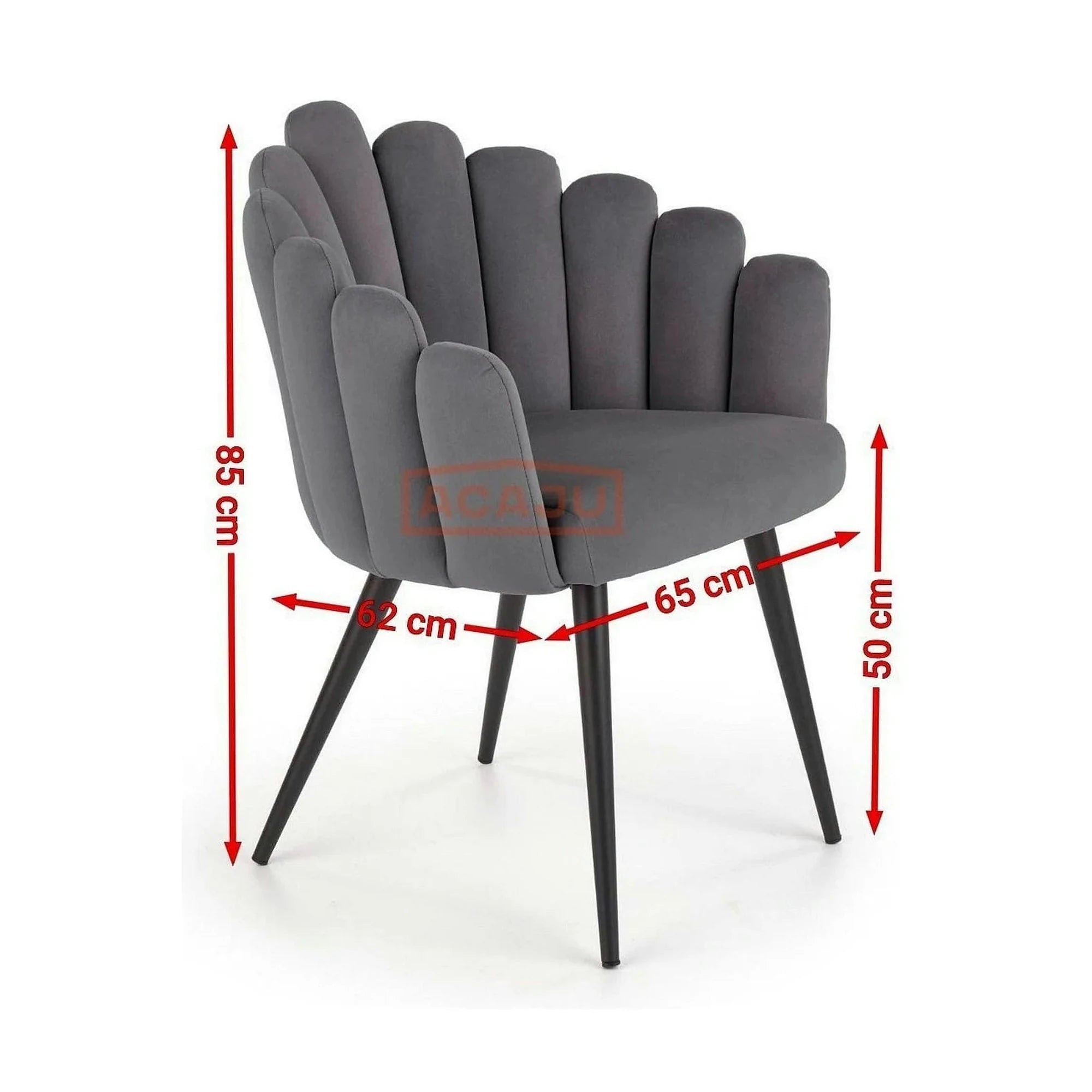 Scaun tapitat K410, gri inchis, 65x62x85 cm