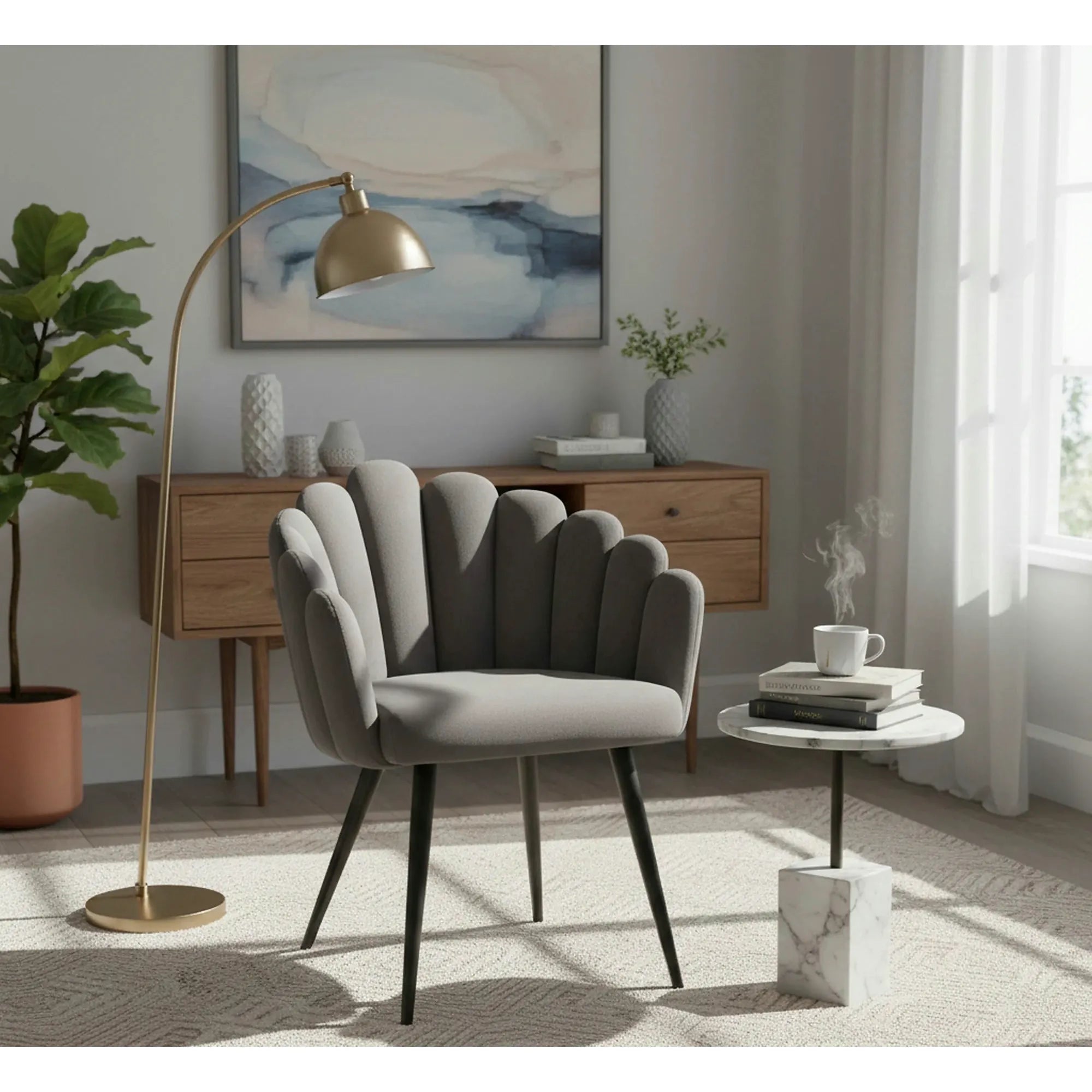 Scaun tapitat K410, gri inchis, 65x62x85 cm
