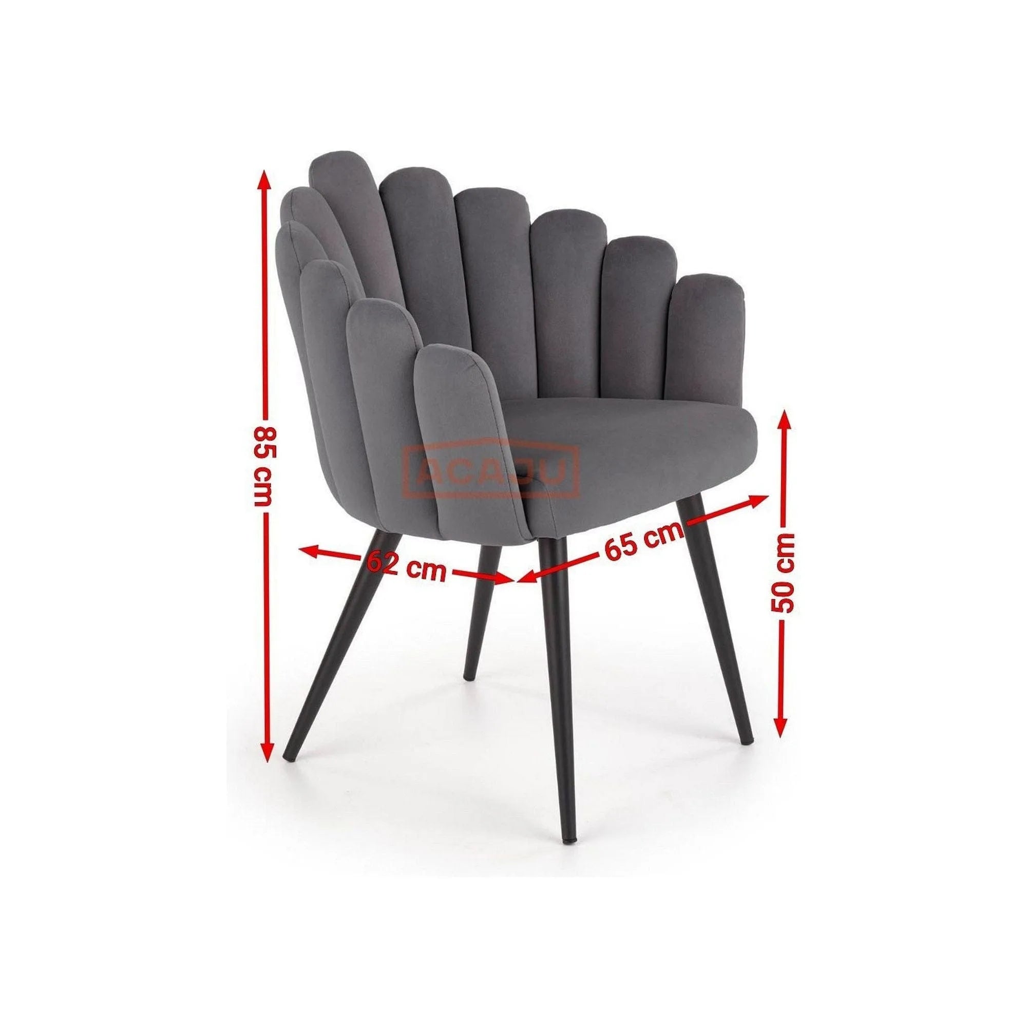 Scaun tapitat K410, roz/negru, stofa catifelat/metal, 65x62x85 cm