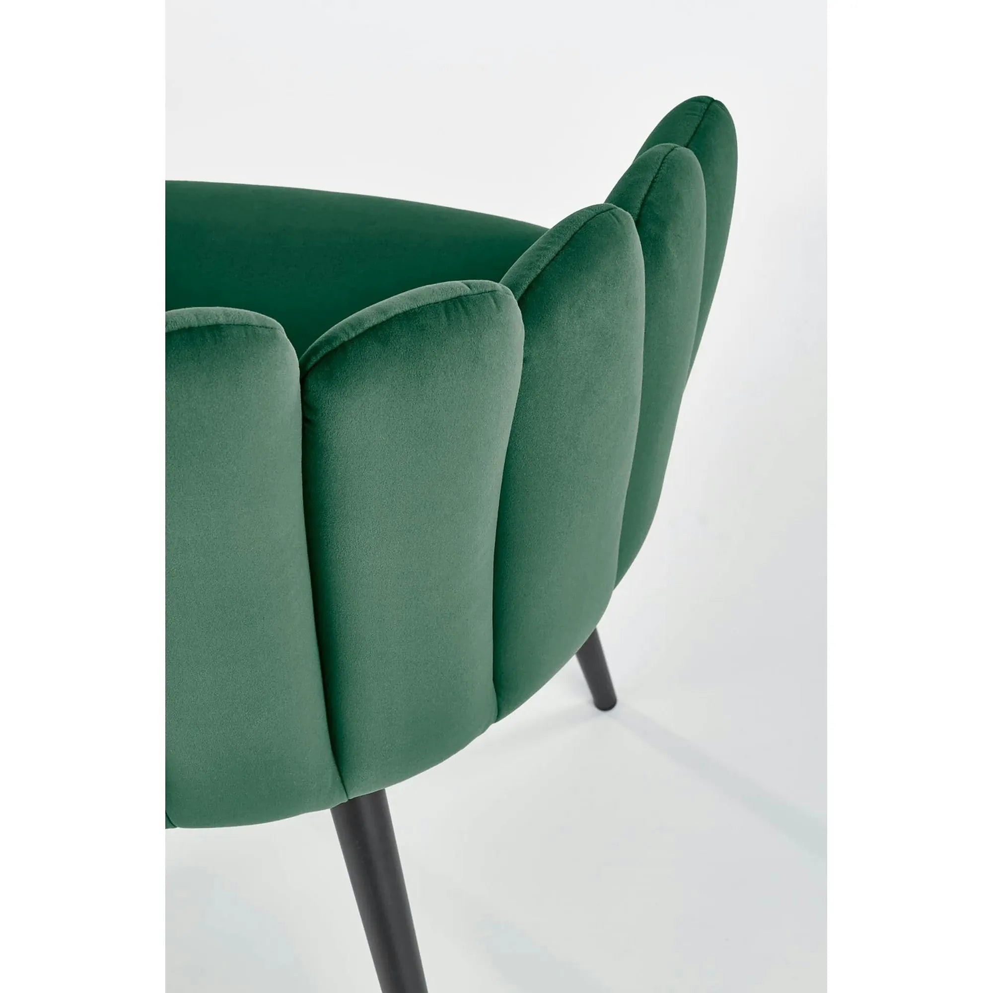 Scaun tapitat K410, verde/negru, stofa catifelata/metal, 65x62x85 cm