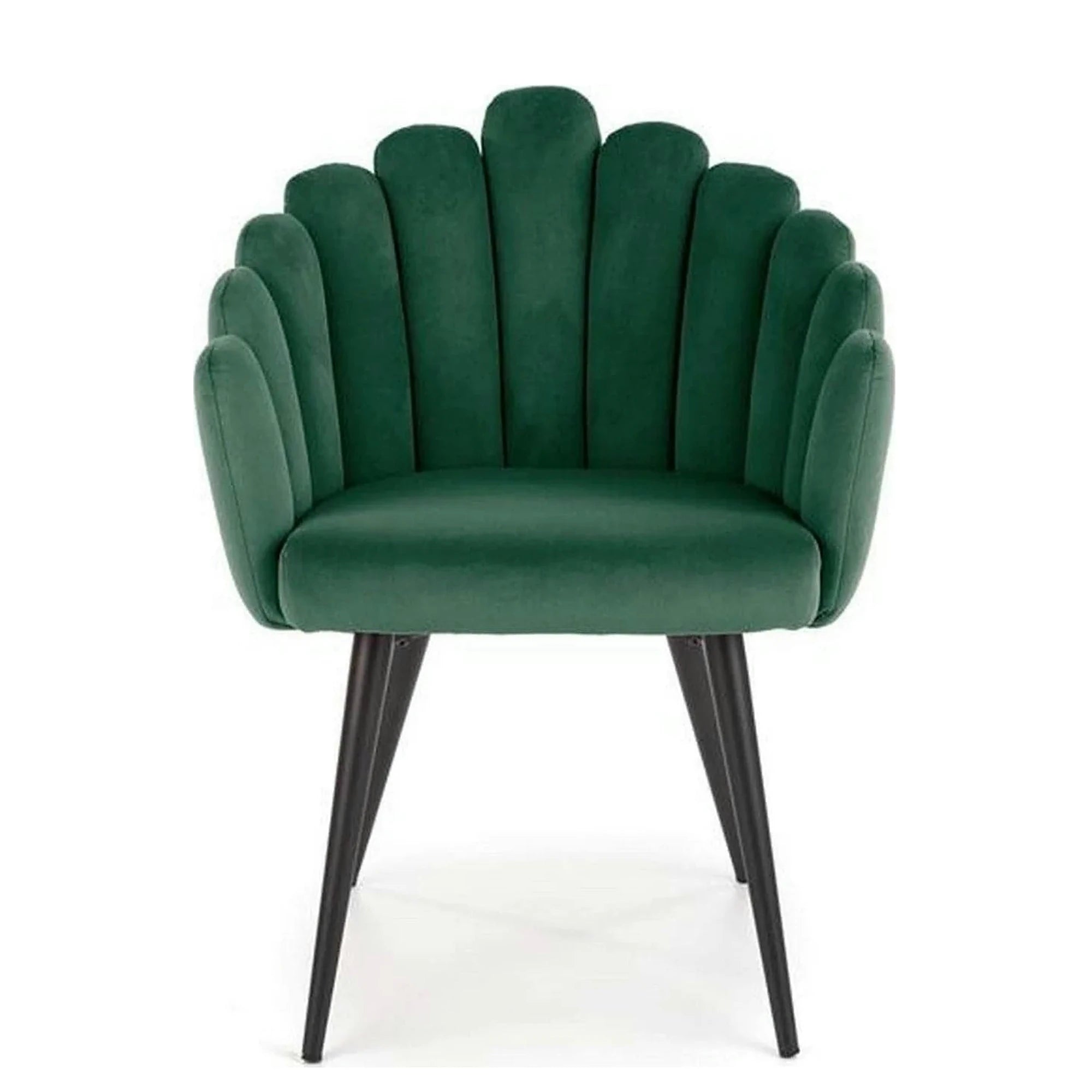 Scaun tapitat K410, verde/negru, stofa catifelata/metal, 65x62x85 cm