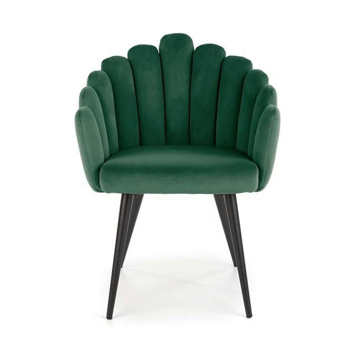 Scaun tapitat K410, verde/negru, stofa catifelata/metal, 65x62x85 cm