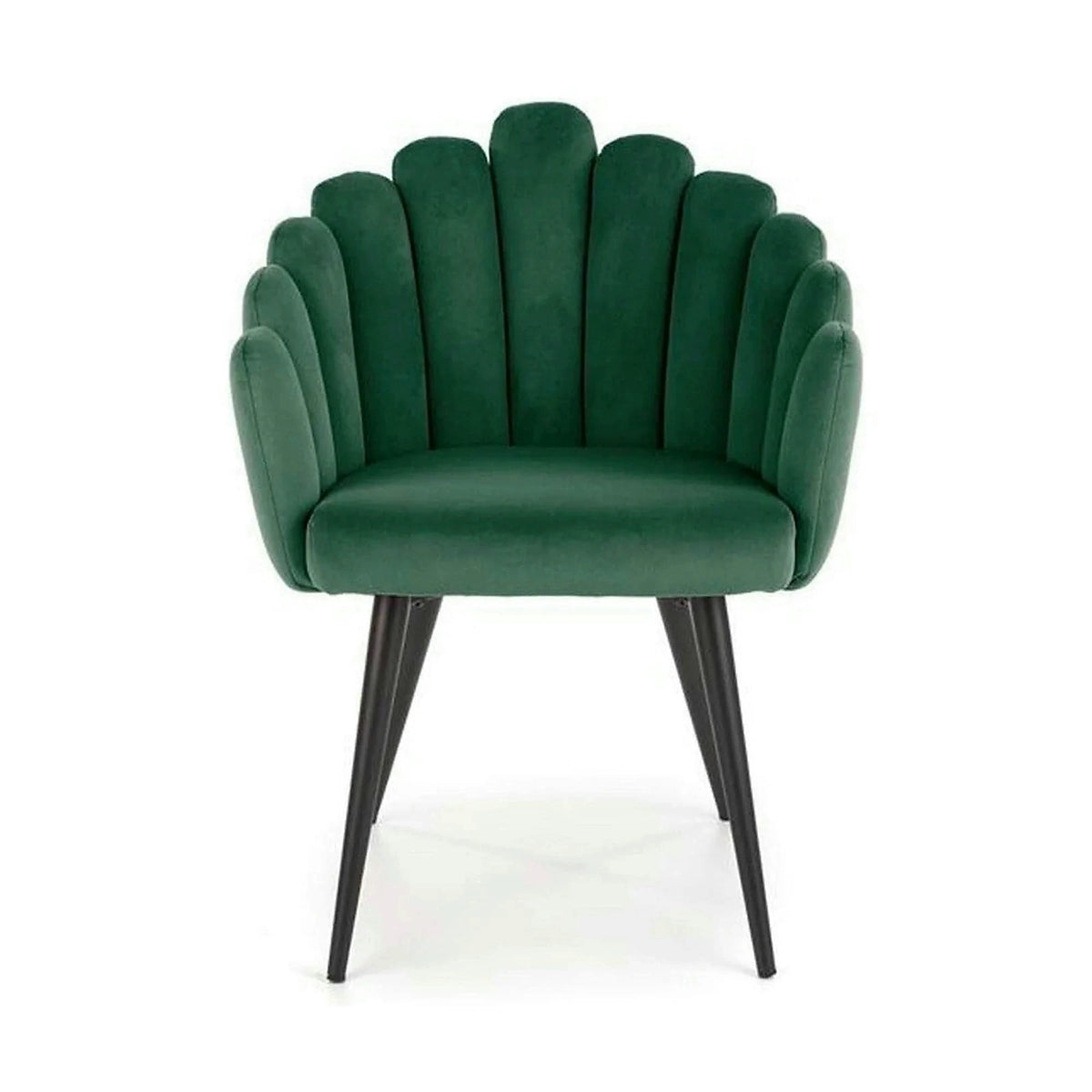 Scaun tapitat K410, verde/negru, stofa catifelata/metal, 65x62x85 cm
