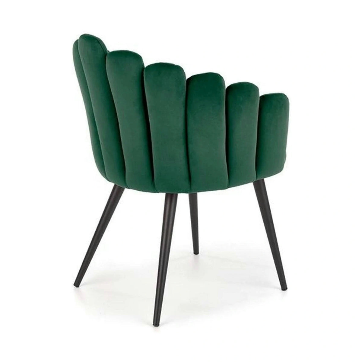 Scaun tapitat K410, verde/negru, stofa catifelata/metal, 65x62x85 cm