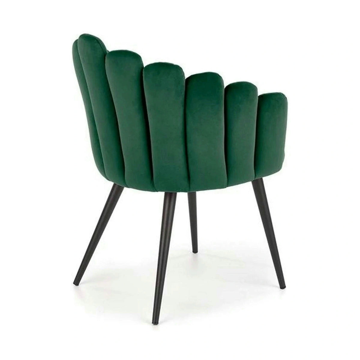 Scaun tapitat K410, verde/negru, stofa catifelata/metal, 65x62x85 cm