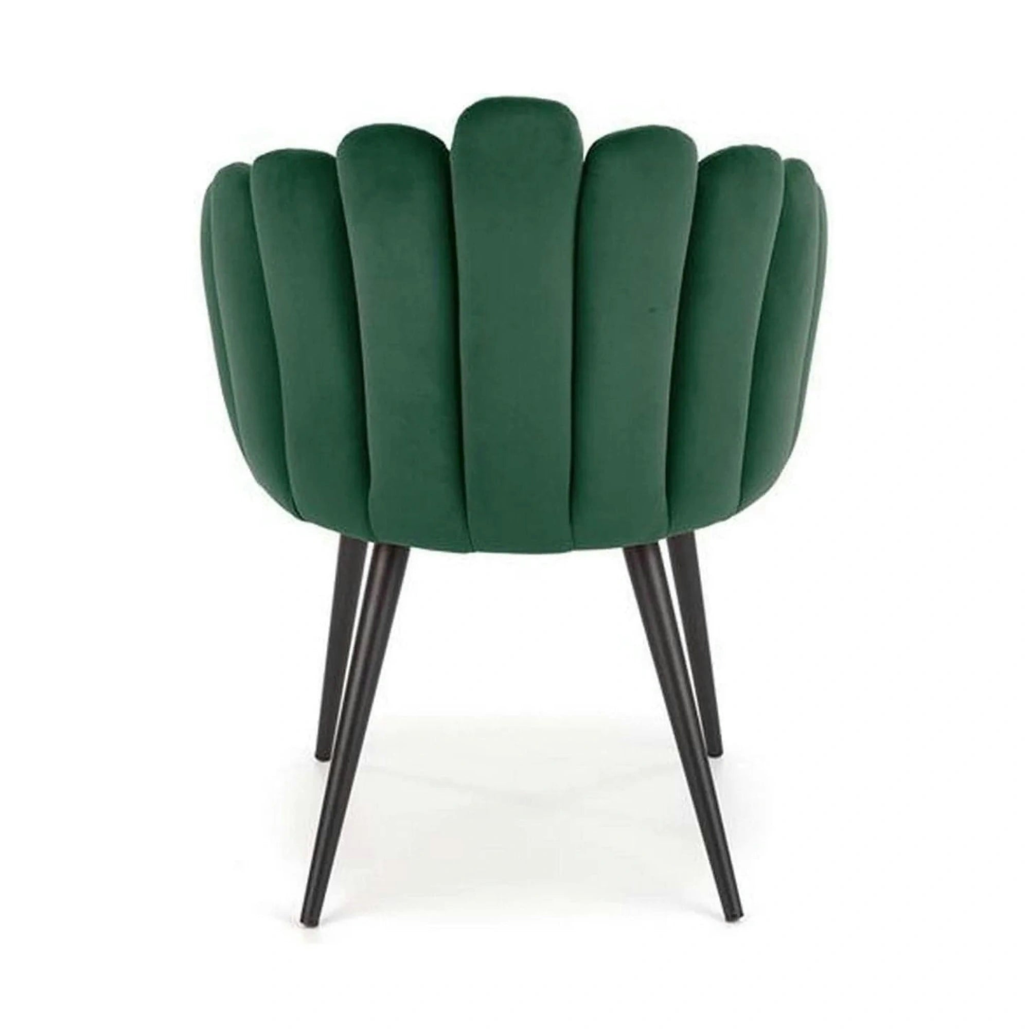 Scaun tapitat K410, verde/negru, stofa catifelata/metal, 65x62x85 cm