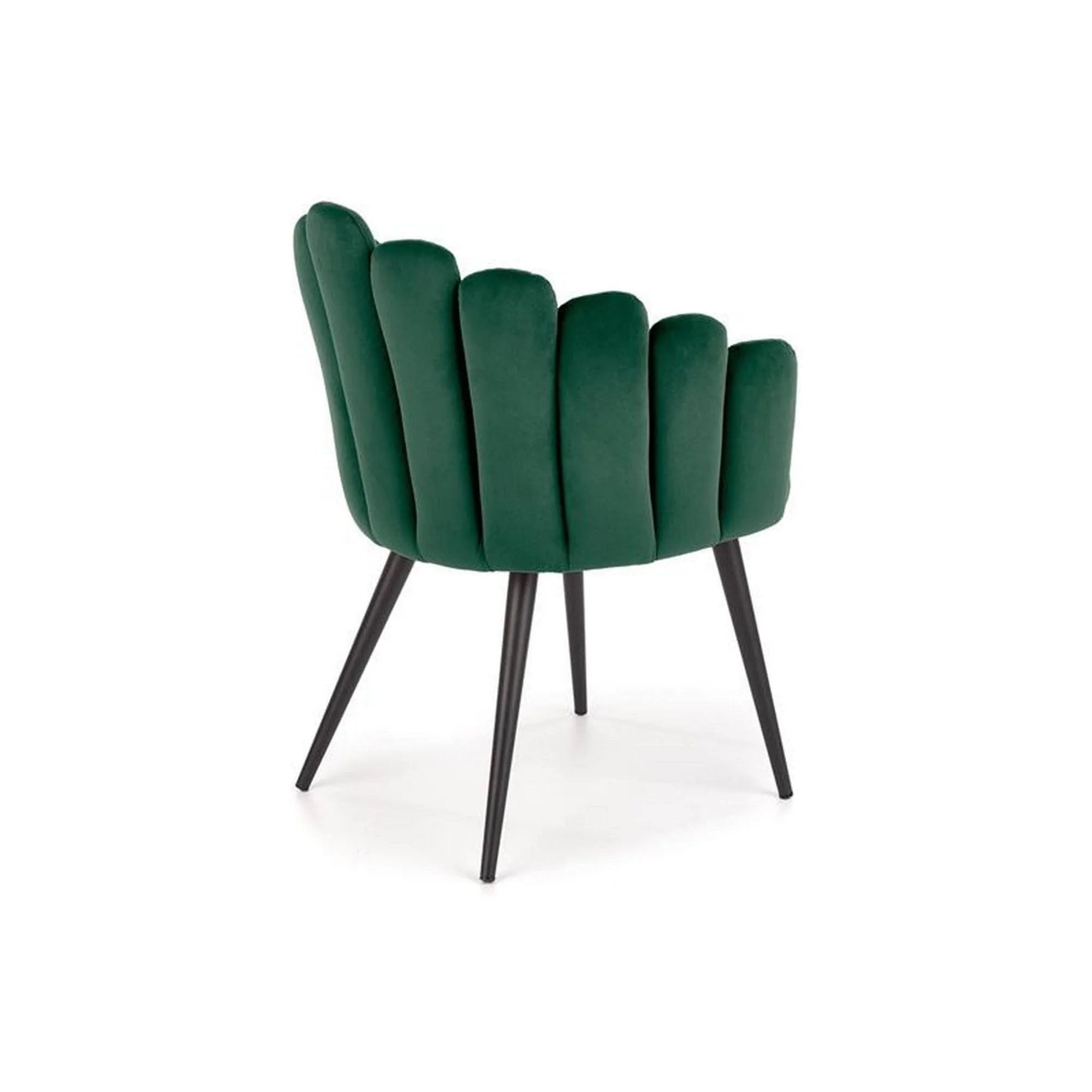 Scaun tapitat K410, verde/negru, stofa catifelata/metal, 65x62x85 cm