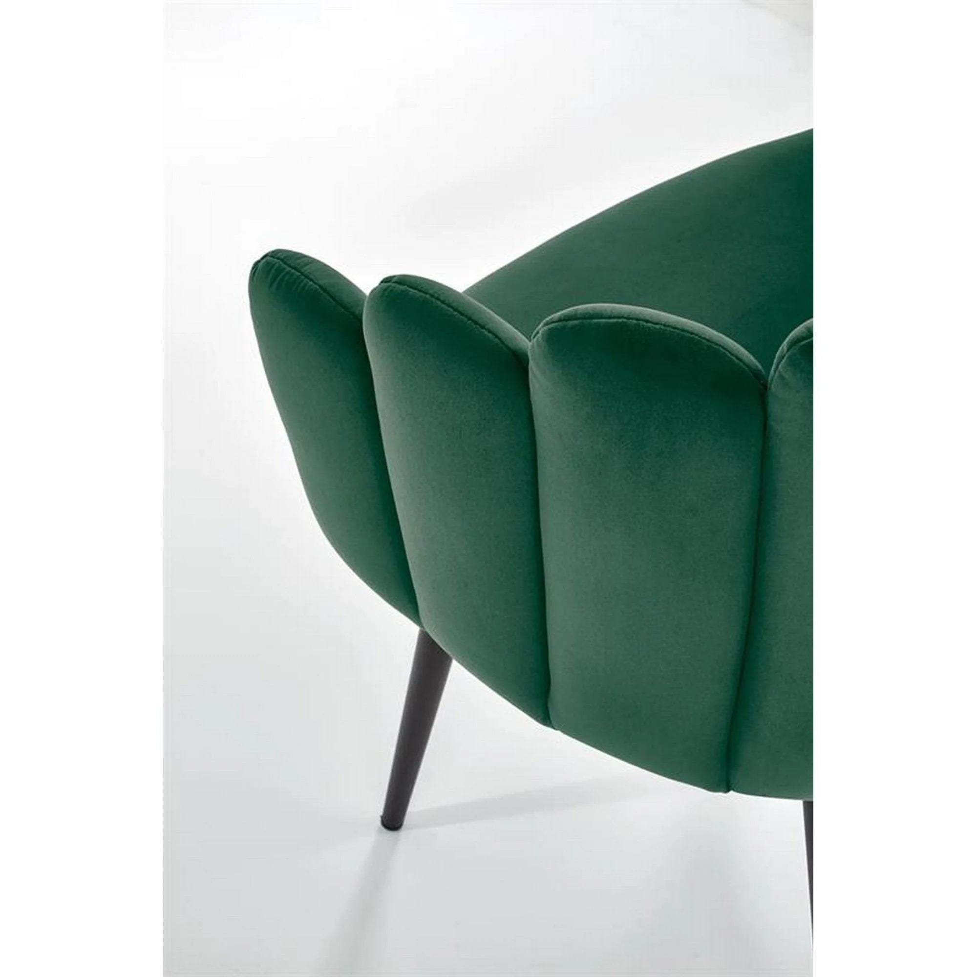 Scaun tapitat K410, verde/negru, stofa catifelata/metal, 65x62x85 cm