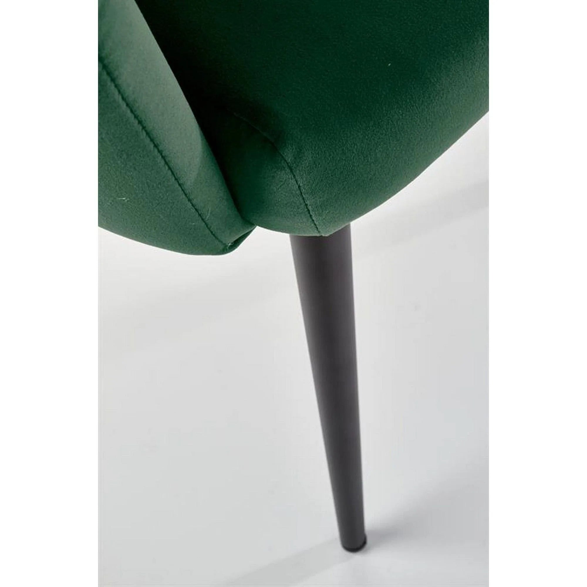Scaun tapitat K410, verde/negru, stofa catifelata/metal, 65x62x85 cm