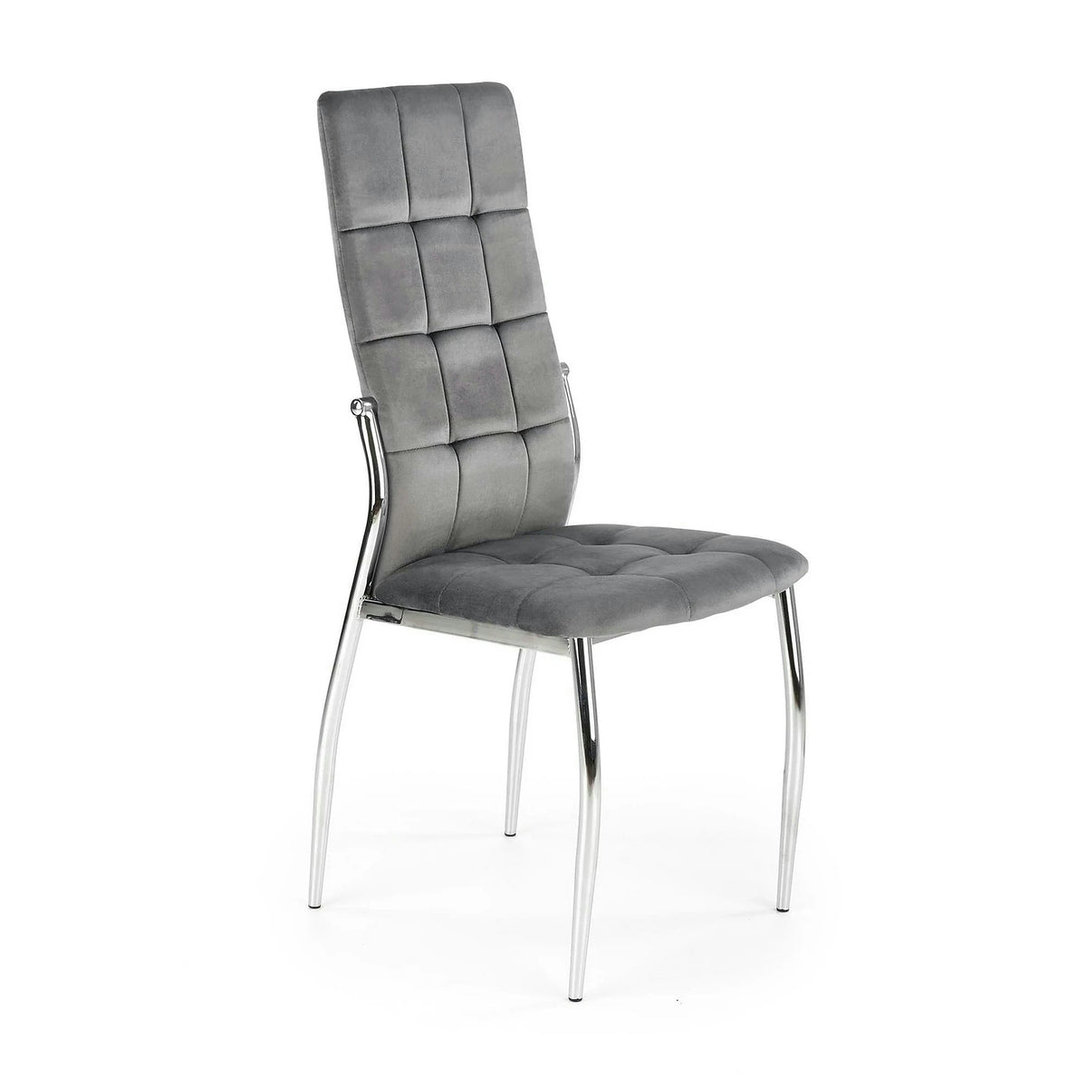Scaun tapitat K416, gri/argintiu, stofa catifelata/metal, 43x54x101 cm