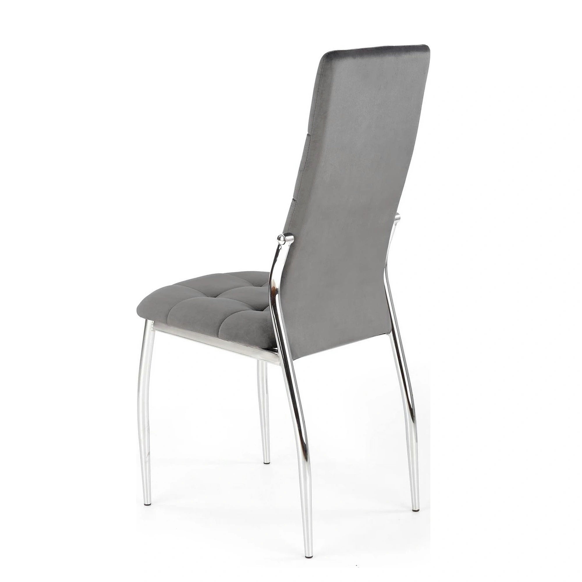 Scaun tapitat K416, gri/argintiu, stofa catifelata/metal, 43x54x101 cm