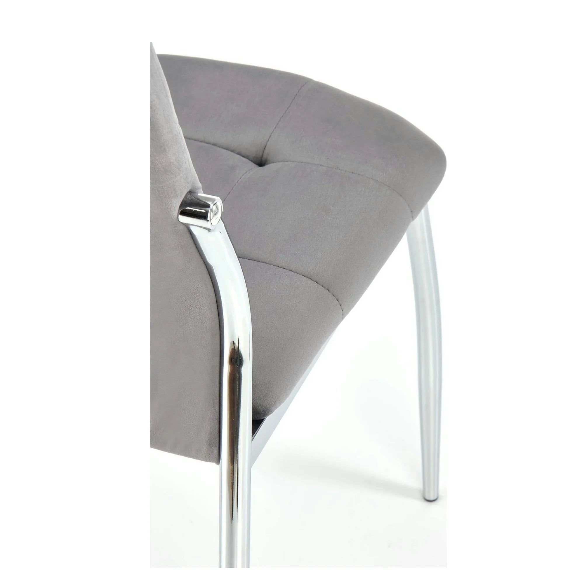 Scaun tapitat K416, gri/argintiu, stofa catifelata/metal, 43x54x101 cm