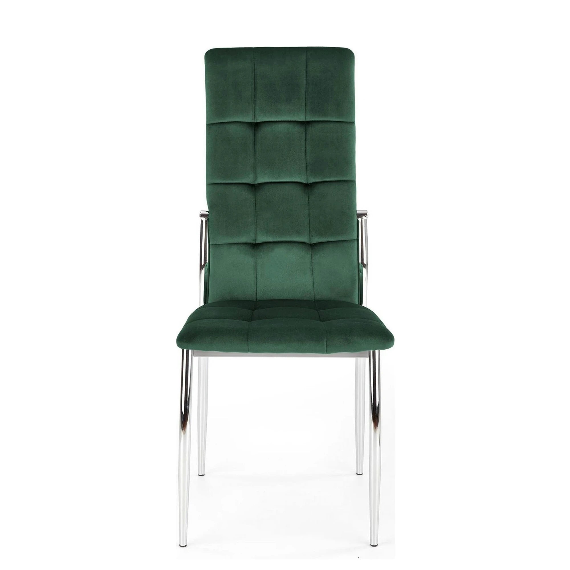 Scaun tapitat K416, verde inchis/crom, stofa catifelata/metal, 43x54x101 cm
