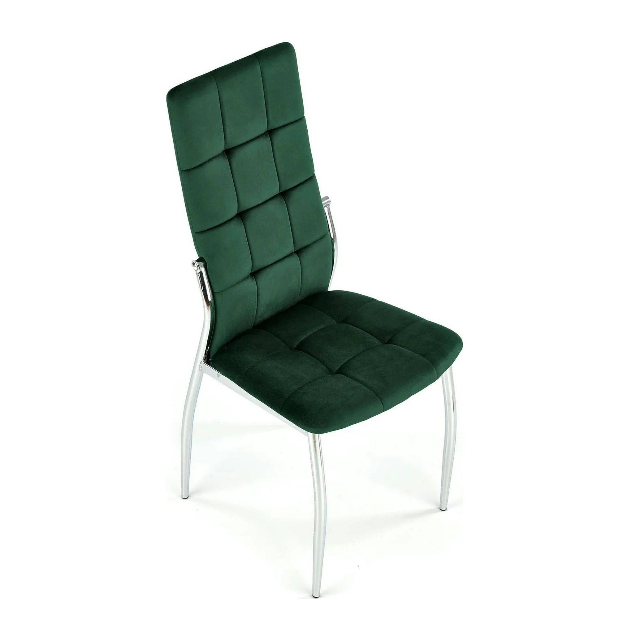 Scaun tapitat K416, verde inchis/crom, stofa catifelata/metal, 43x54x101 cm