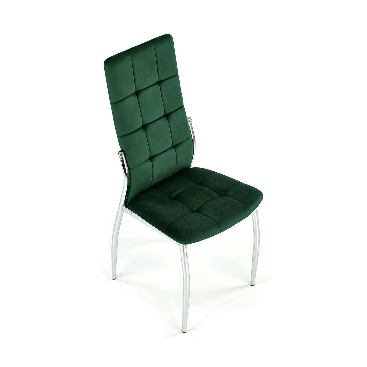 Scaun tapitat K416, verde inchis/crom, stofa catifelata/metal, 43x54x101 cm