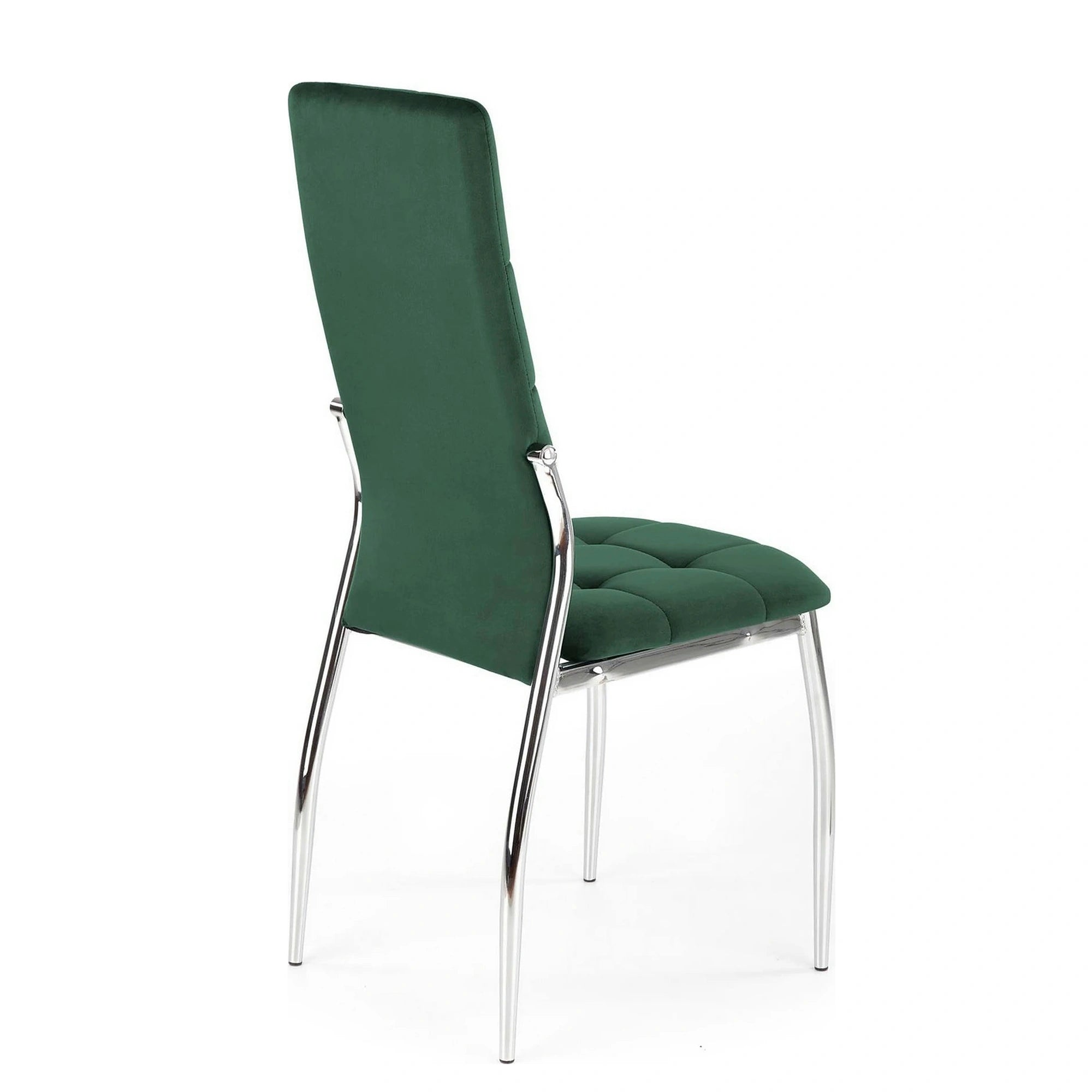 Scaun tapitat K416, verde inchis/crom, stofa catifelata/metal, 43x54x101 cm