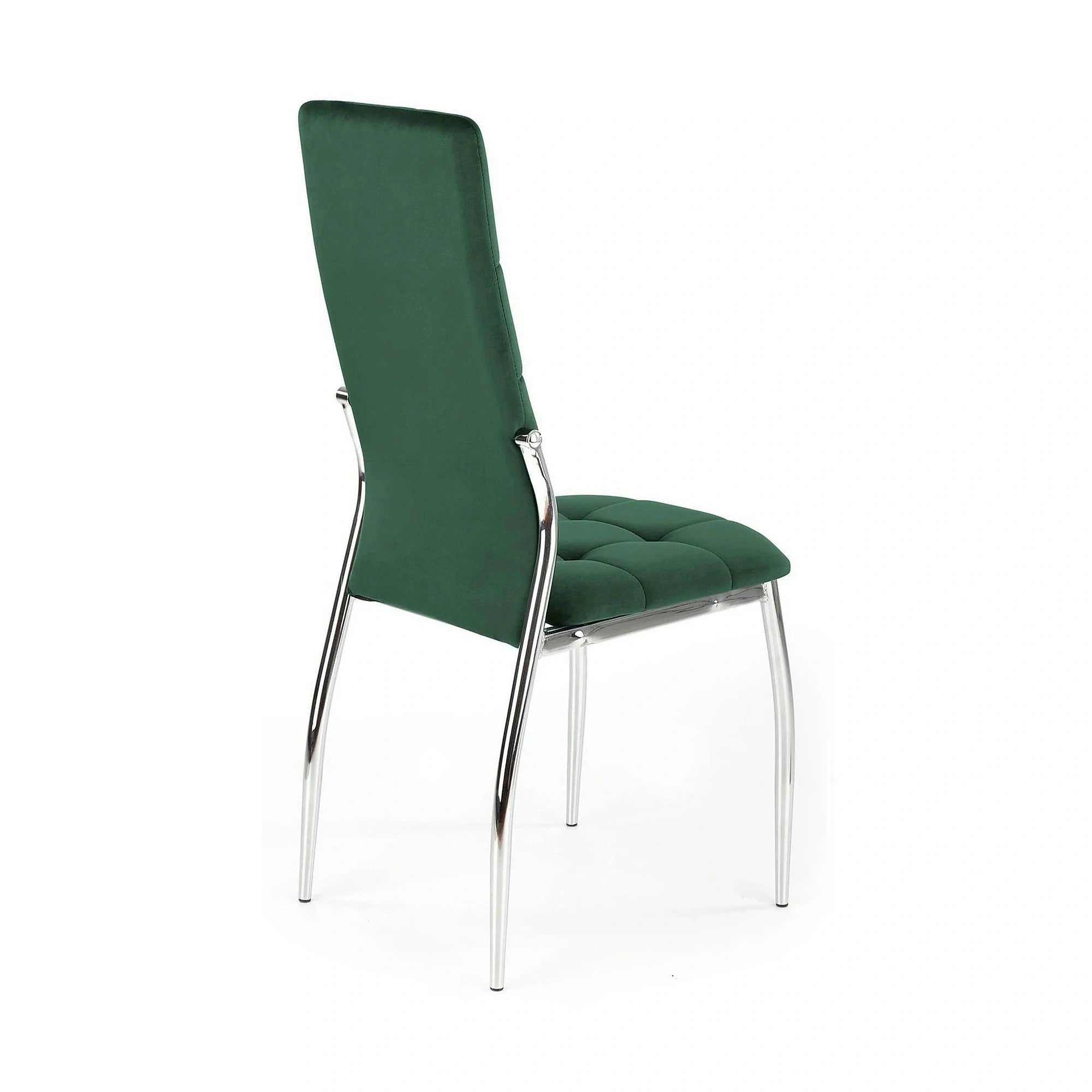Scaun tapitat K416, verde inchis/crom, stofa catifelata/metal, 43x54x101 cm