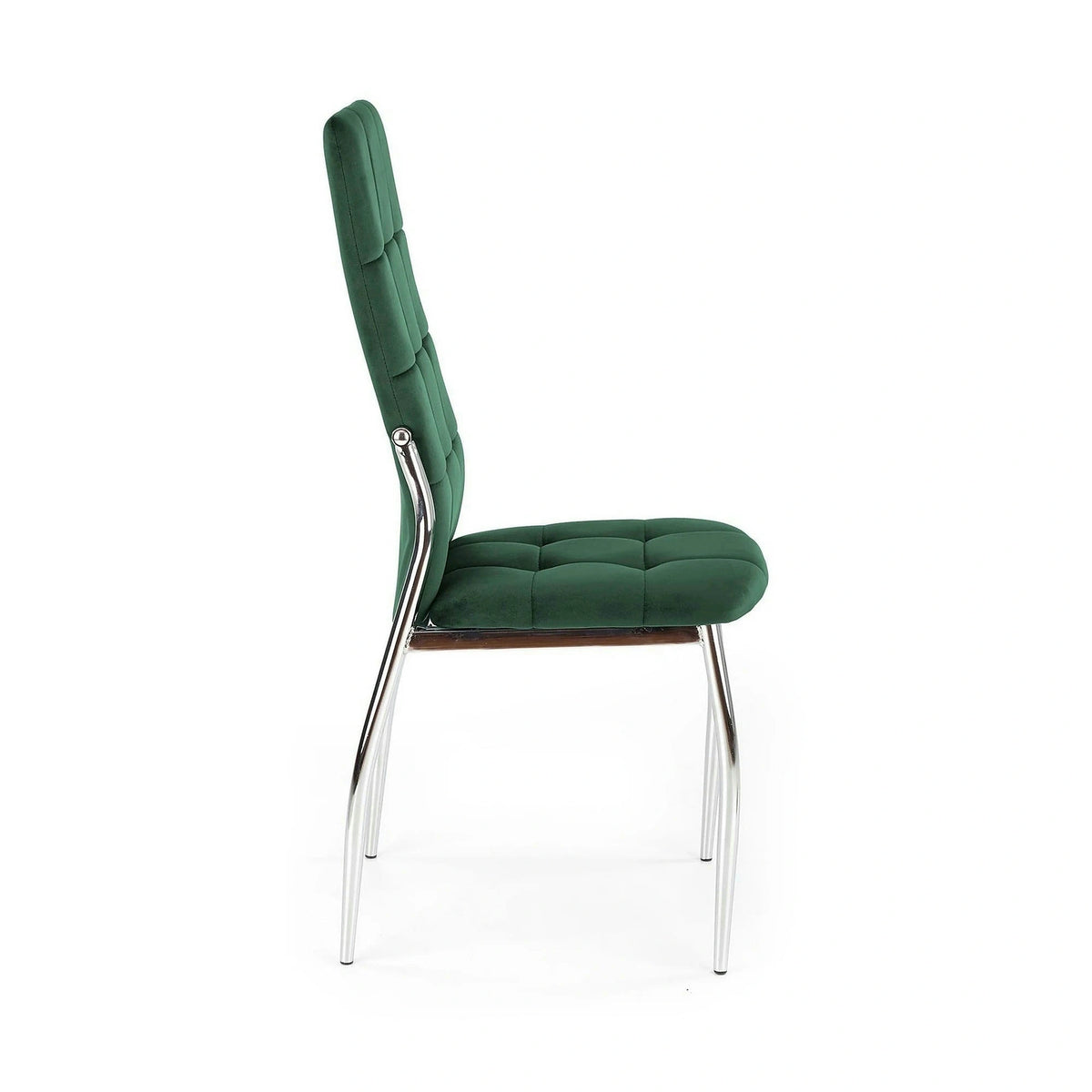 Scaun tapitat K416, verde inchis/crom, stofa catifelata/metal, 43x54x101 cm