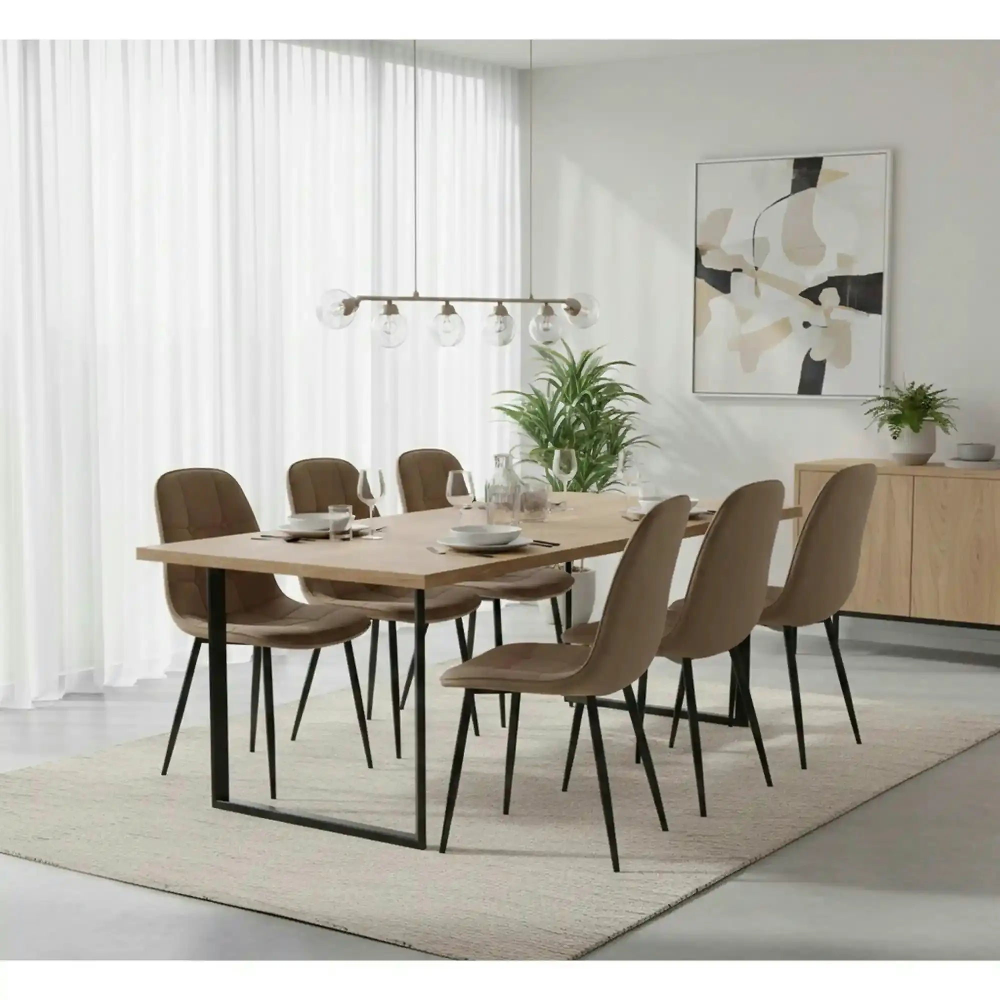 Scaun tapitat K417, bej, stofa catifelata, 44x56x87 cm