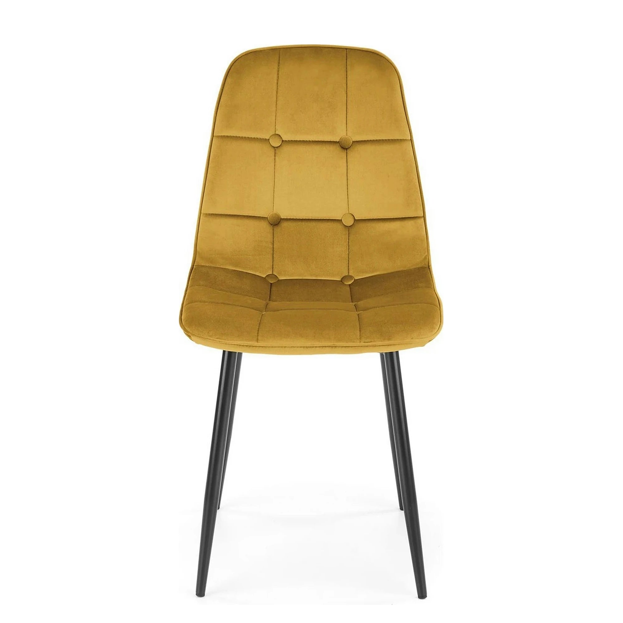 Scaun tapitat K417, galben, stofa catifelata, 44x56x87 cm